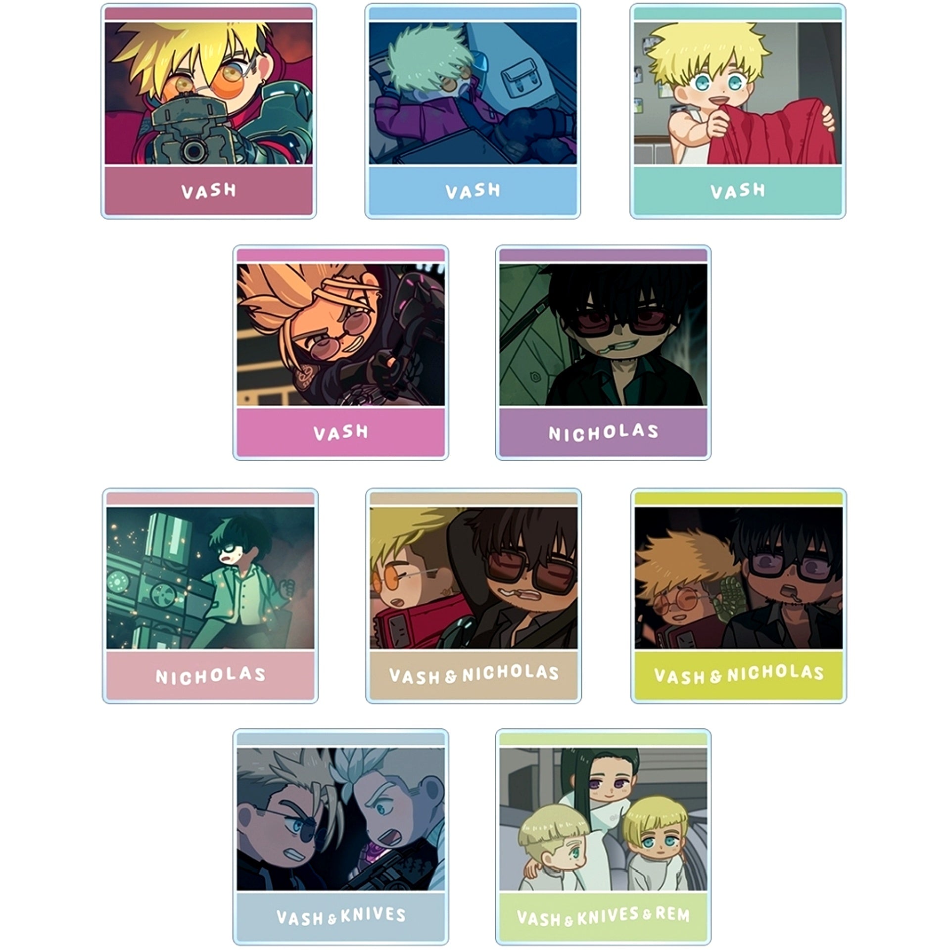 Set of 10 TRIGUN STAMPEDE Trading Yurukoma Acrylic Tile [USED]