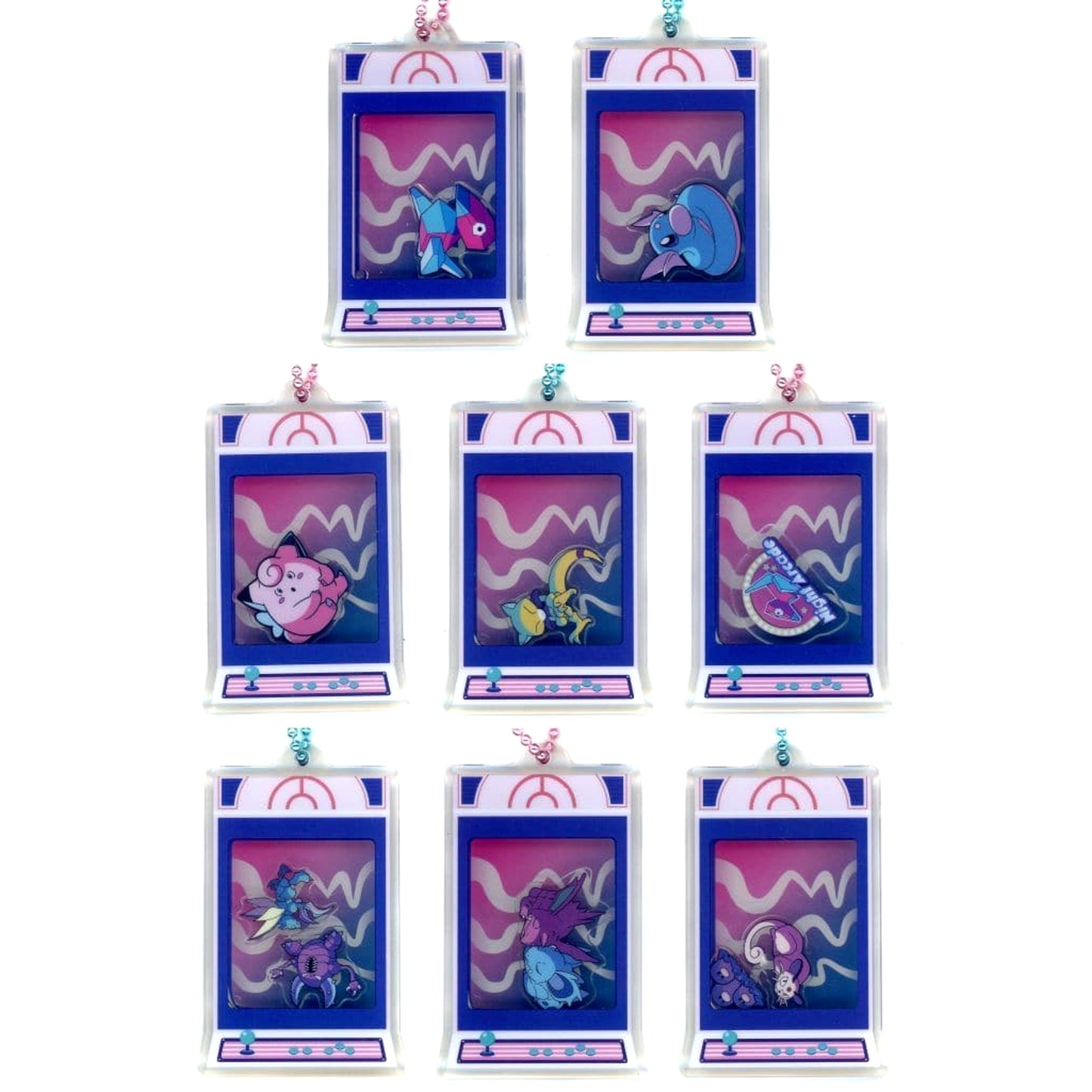 Pokemon Porygon & Others Night Arcade Acrylic Keychain Collection Pokemon Center Limited All 8 Types Set Keychains [USED]