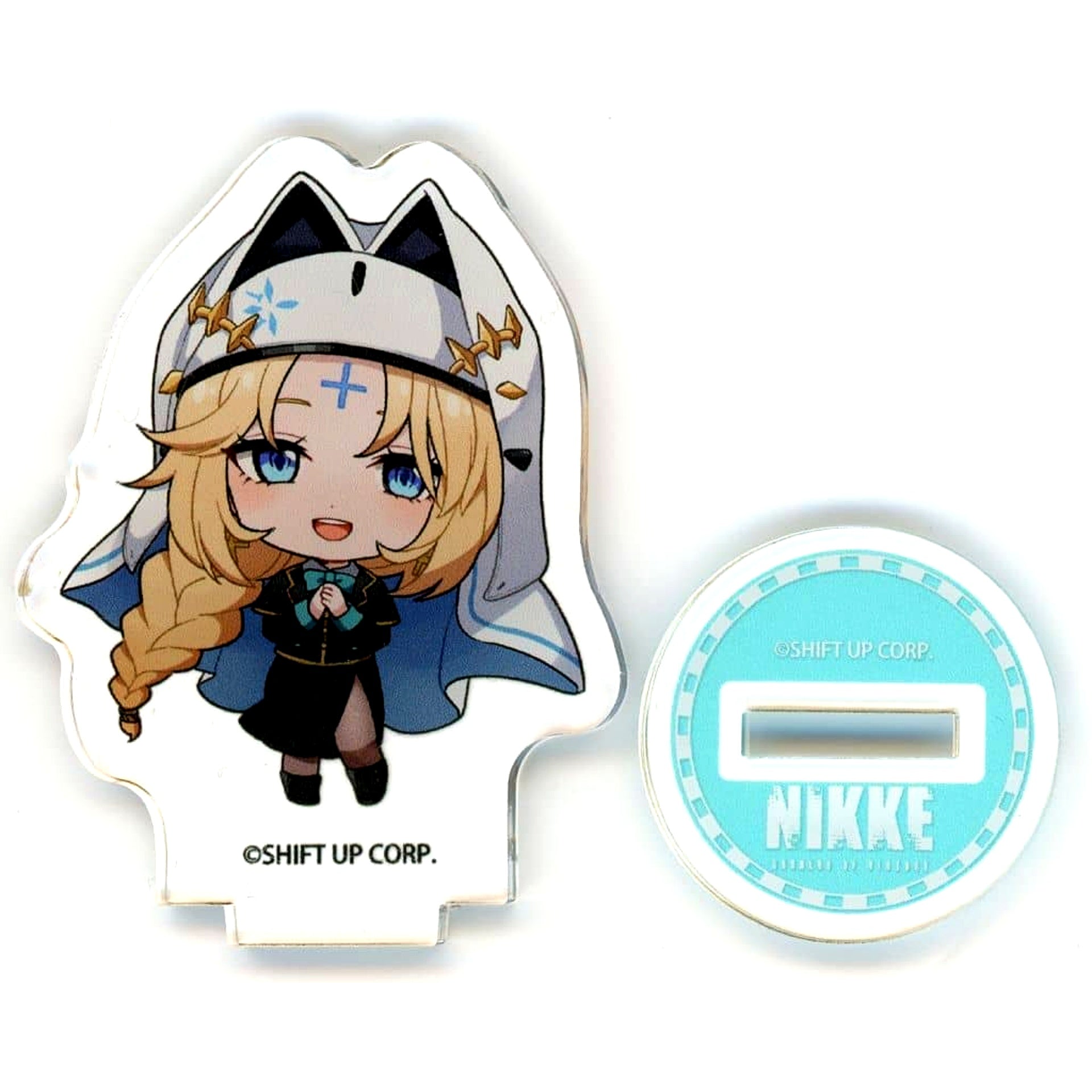 Rapunzel GODDESS OF VICTORY: NIKKE POP UP STORE Acrylic Puchi Stand 01 Station Staff Style Outfit Ver Mini Character Illustration [USED]