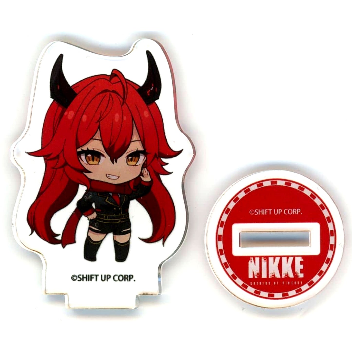 Red Hood GODDESS OF VICTORY: NIKKE POP UP STORE Acrylic Puchi Stand 01 Station Staff Style Outfit Ver Mini Character Illustration [USED]