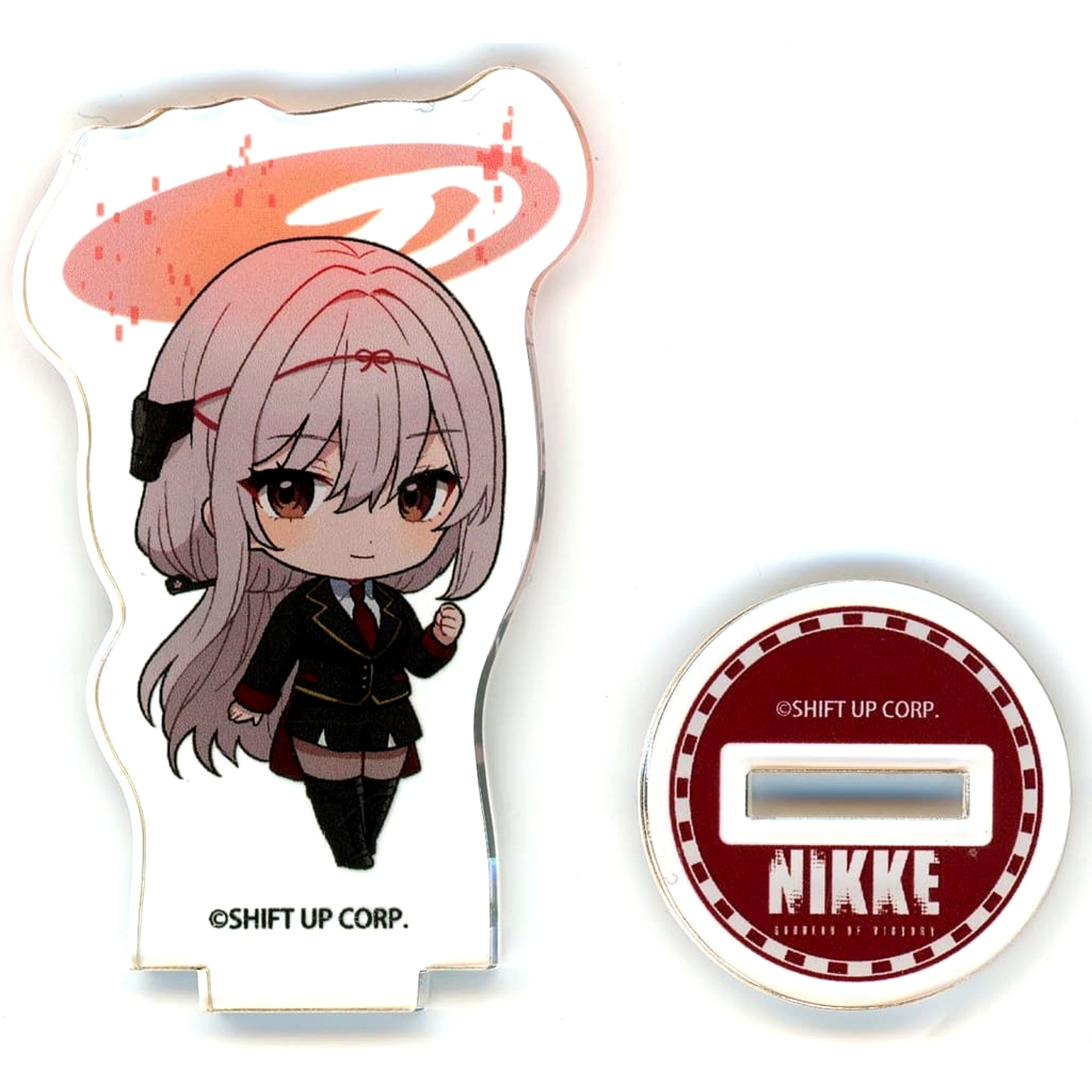 Scarlet: Black Shadow GODDESS OF VICTORY: NIKKE POP UP STORE Acrylic Puchi Stand 01 Station Staff Style Outfit Ver Mini Character Illustration [USED]