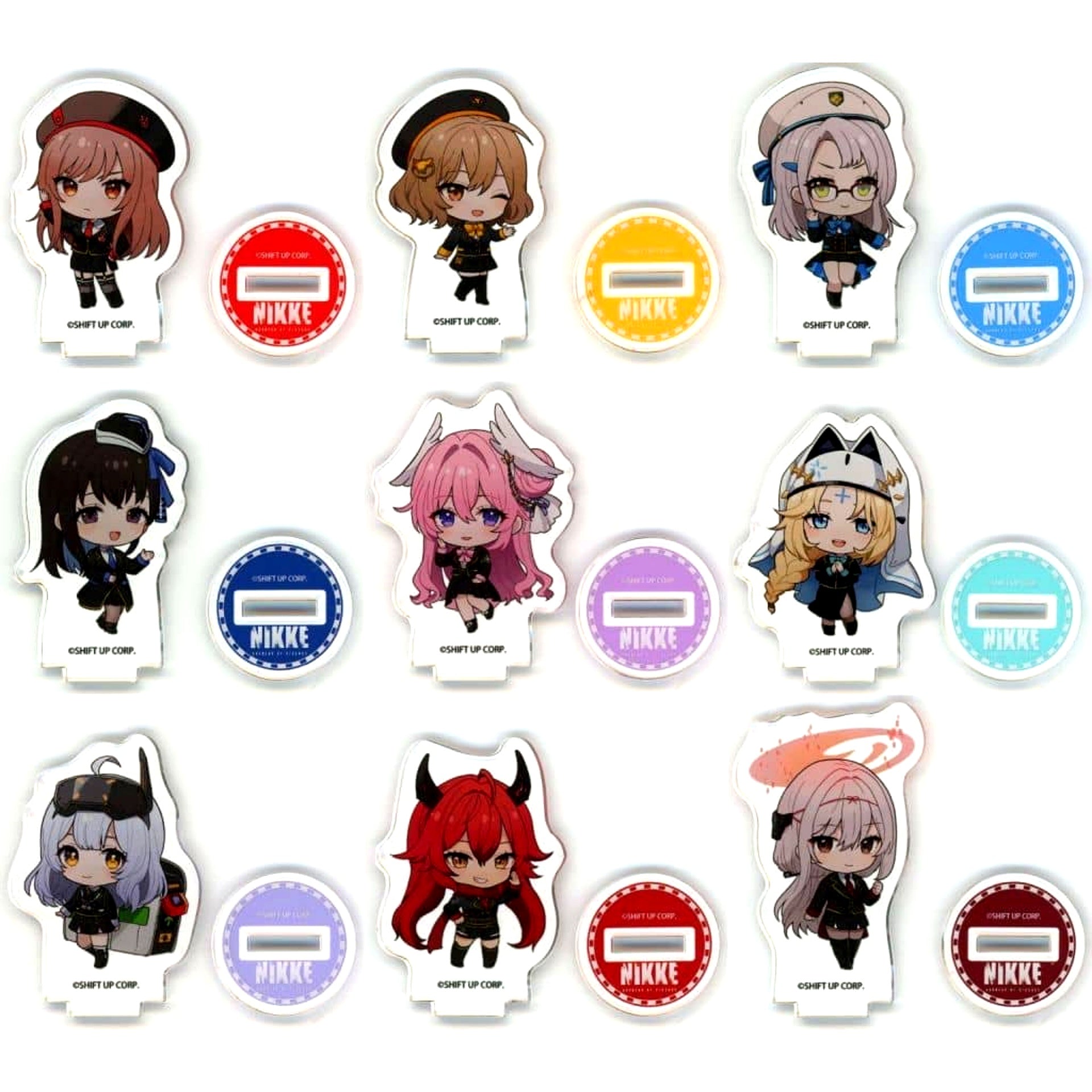 GODDESS OF VICTORY: NIKKE POP UP STORE Acrylic Puchi Stand 01 Station Staff Style Outfit Ver Mini Character Illustration All 9 Types Set [USED]