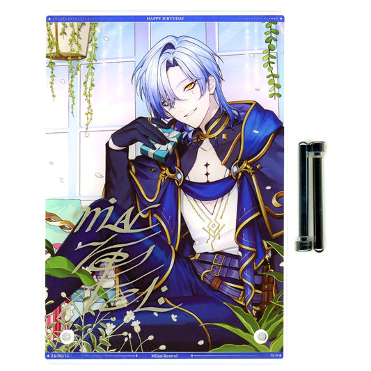 Milan Kestrel Birthday 2024 A5 Acrylic Panel with Reproduced Autograph Virtual YouTuber Nijisanji [USED]