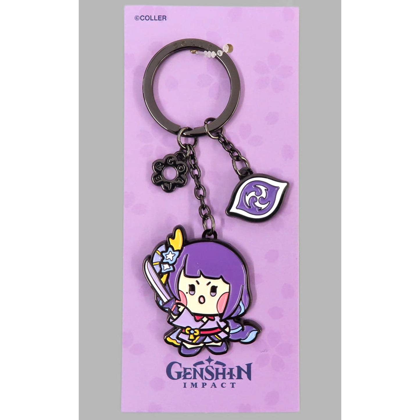 Genshin minini Raiden Shogun COLLER Metal Key Ring Pop-Up Exclusive Keychains [USED]