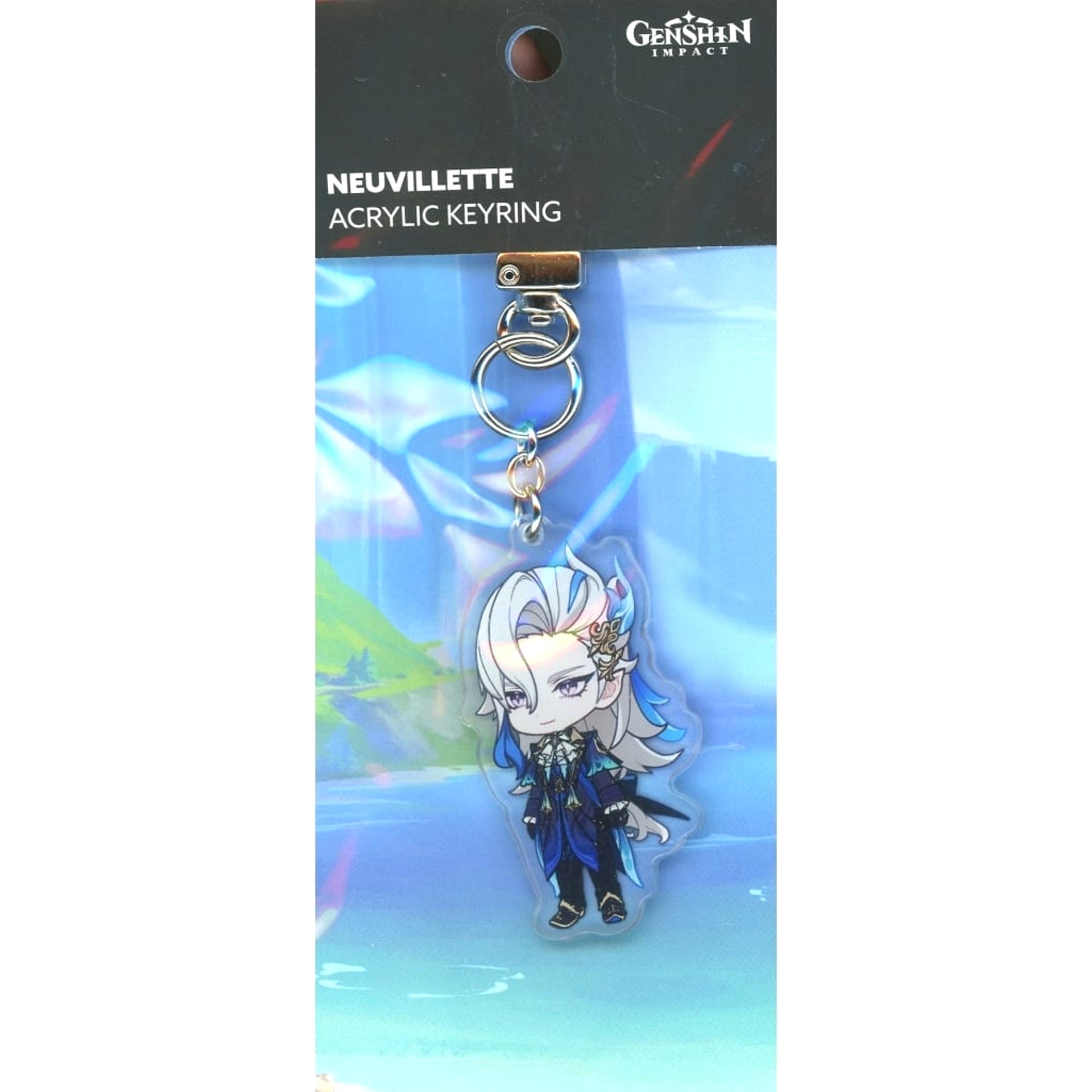 Genshin X Line Friends Neuvillette Chibi Chara Acrylic Keychain Keychains [USED]