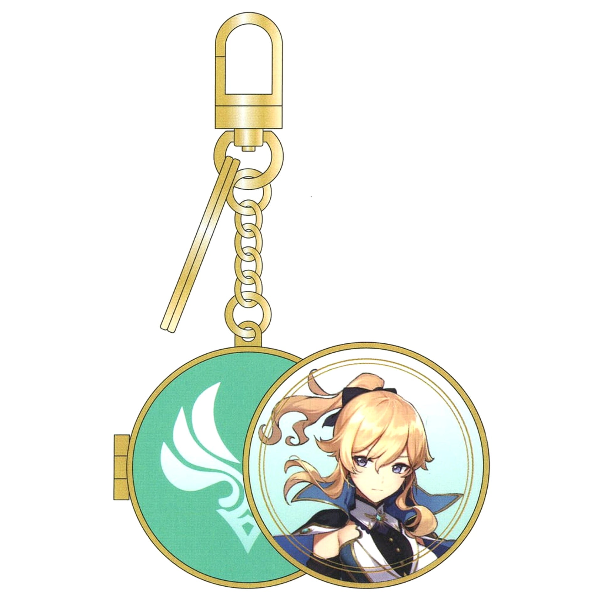 Genshin X Line Friends Jean: Gunnhildr Metal Ring with Mirror Keychains [USED]