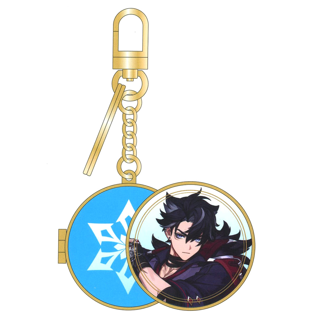 Genshin X Line Friends Wriothesley Metal Ring with Mirror Keychains [USED]