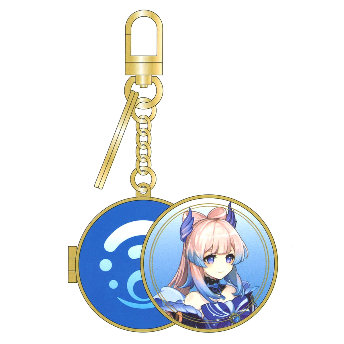 Genshin X Line Friends Sangonomiya Kokomi Metal Ring with Mirror Keychains [USED]