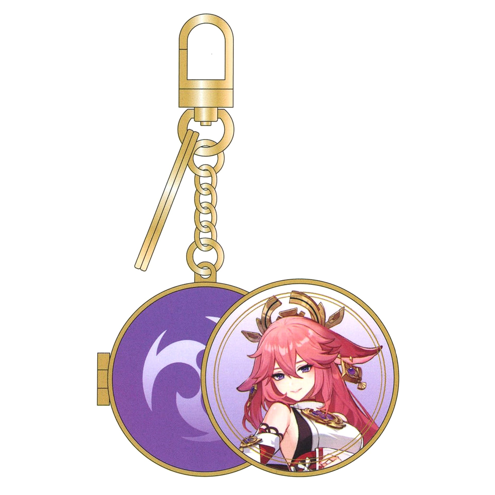 Genshin X Line Friends Yae Miko Metal Ring with Mirror Keychains [USED]