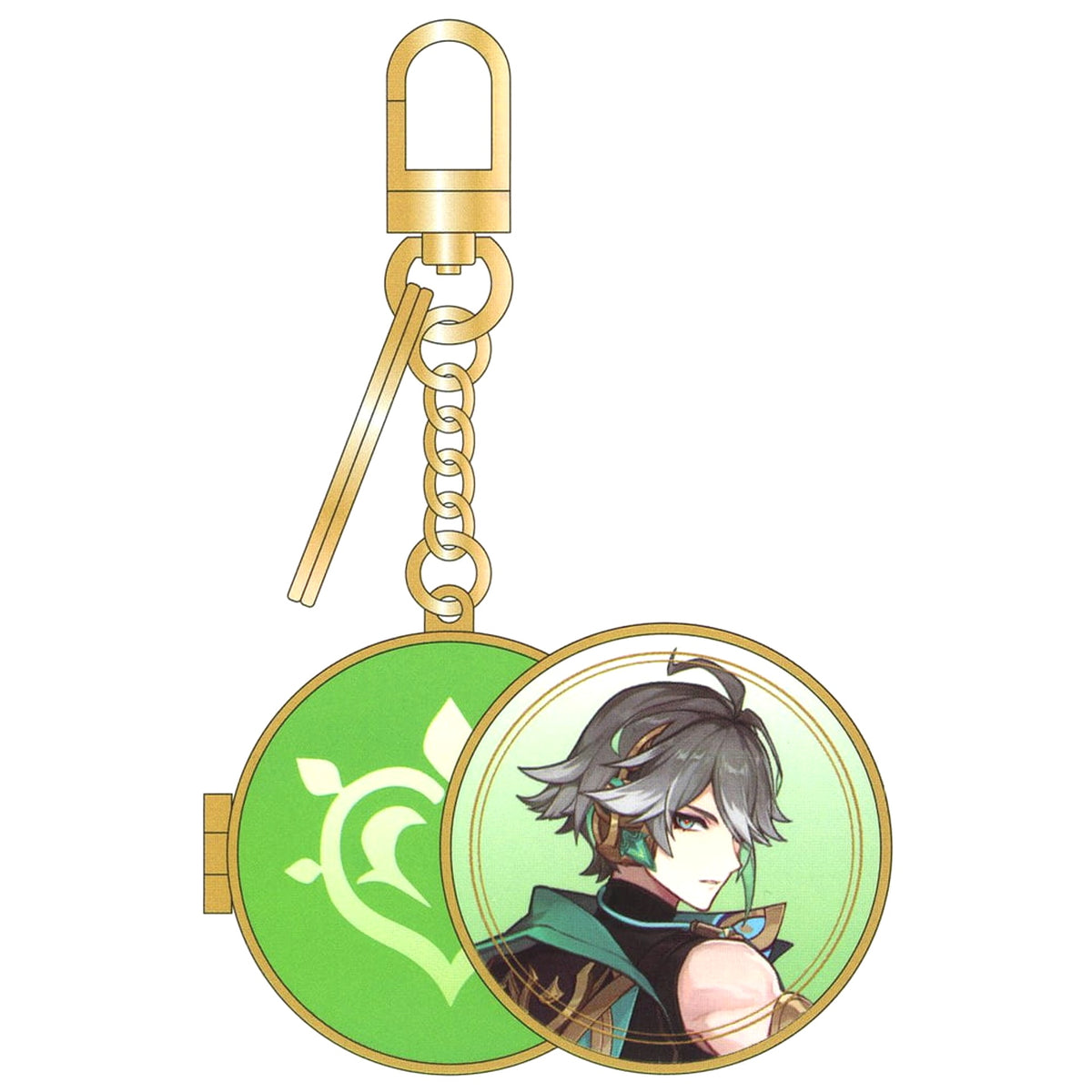 Genshin X Line Friends Alhaitham Metal Ring with Mirror Keychains [USED]