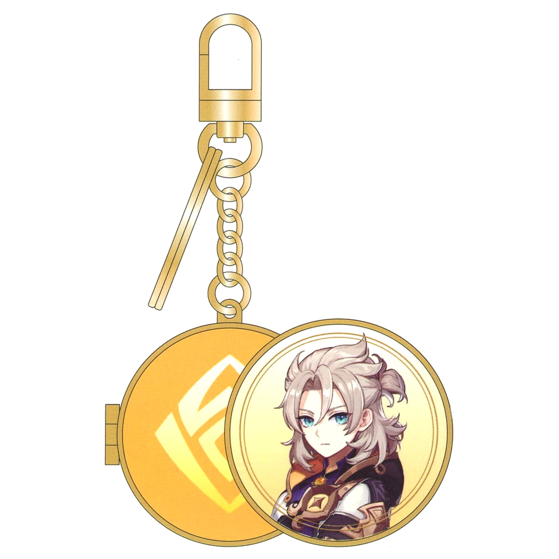 Genshin X Line Friends Albedo Metal Ring with Mirror Keychains [USED]