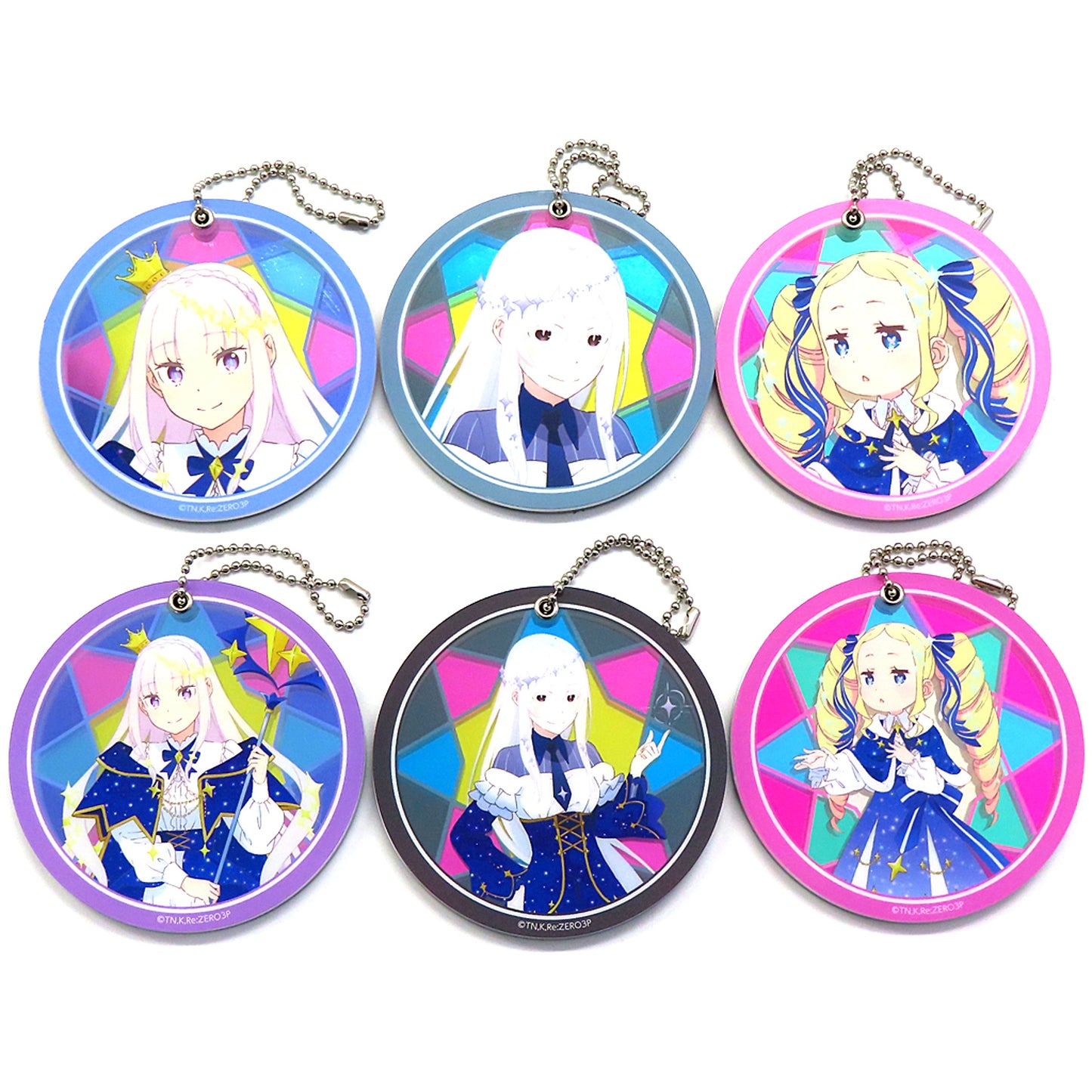 Set of 6 Re:ZERO -Starting Life in Another World- Trading Slide Mirror Acrylic Keychain Emilia's Birthday Life 2024 ver. [USED]