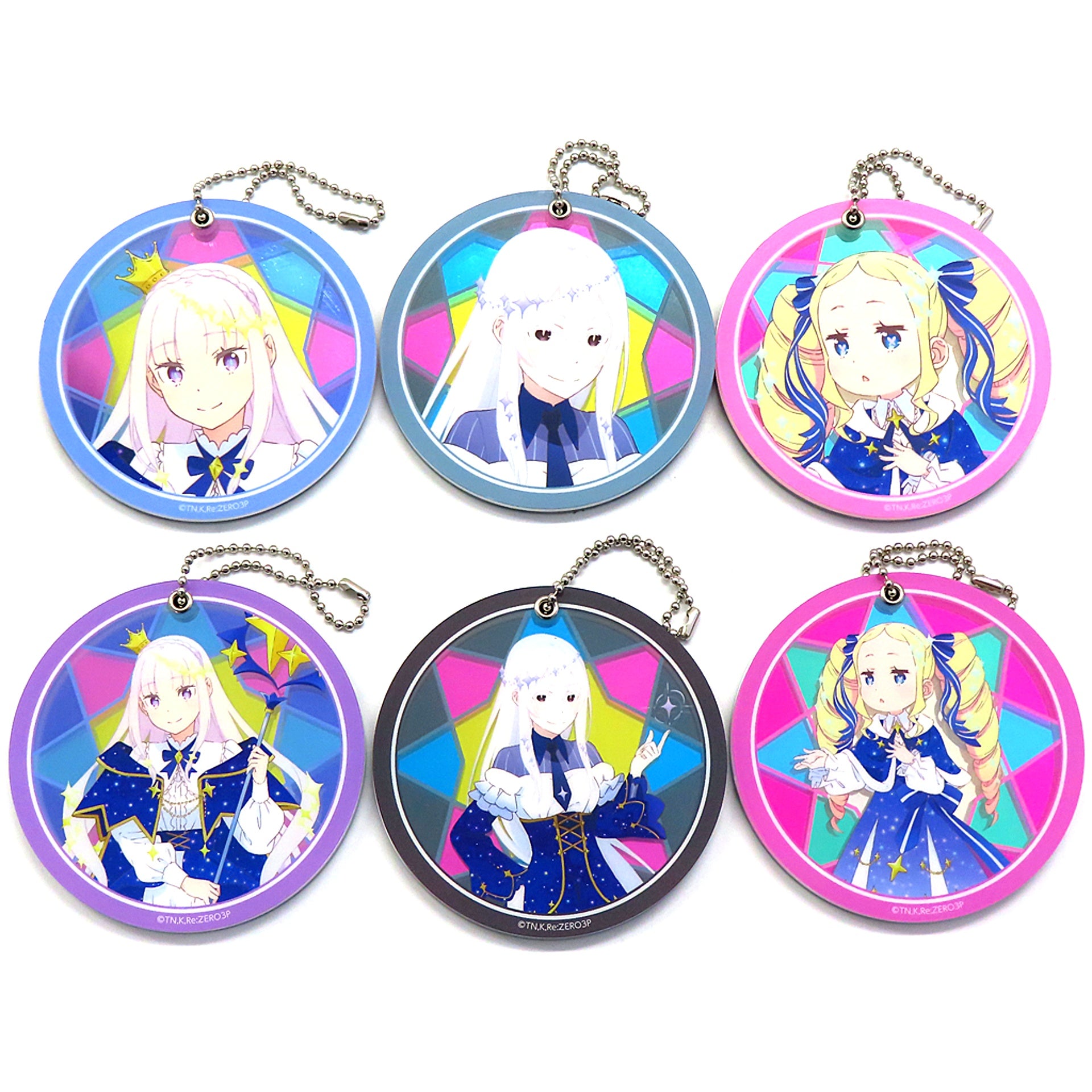 Set of 6 Re:ZERO -Starting Life in Another World- Trading Slide Mirror Acrylic Keychain Emilia's Birthday Life 2024 ver. [USED]