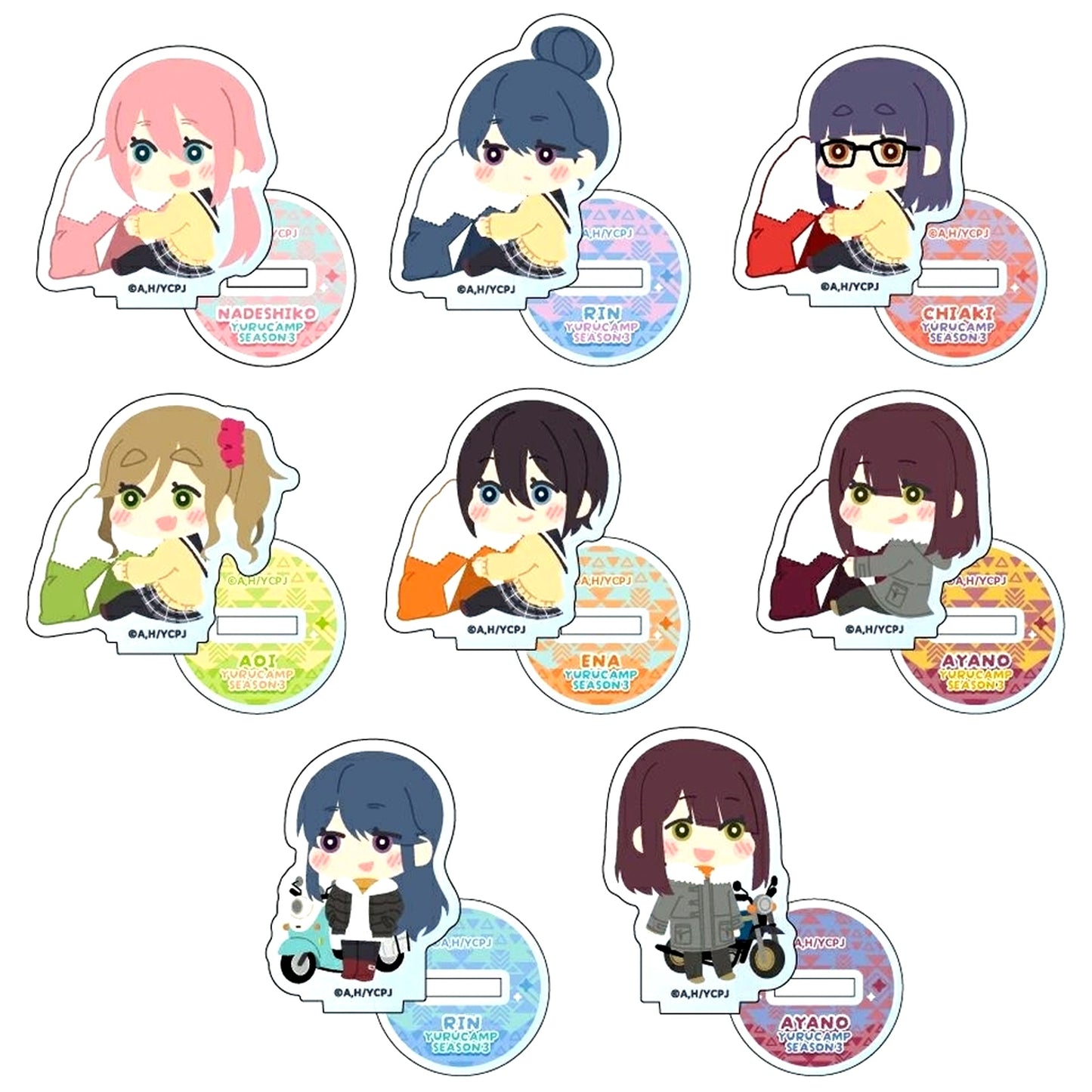 Set of 8 Yuru Camp SEASON 3 Mofumofu Mini Acrylic Stand [USED]