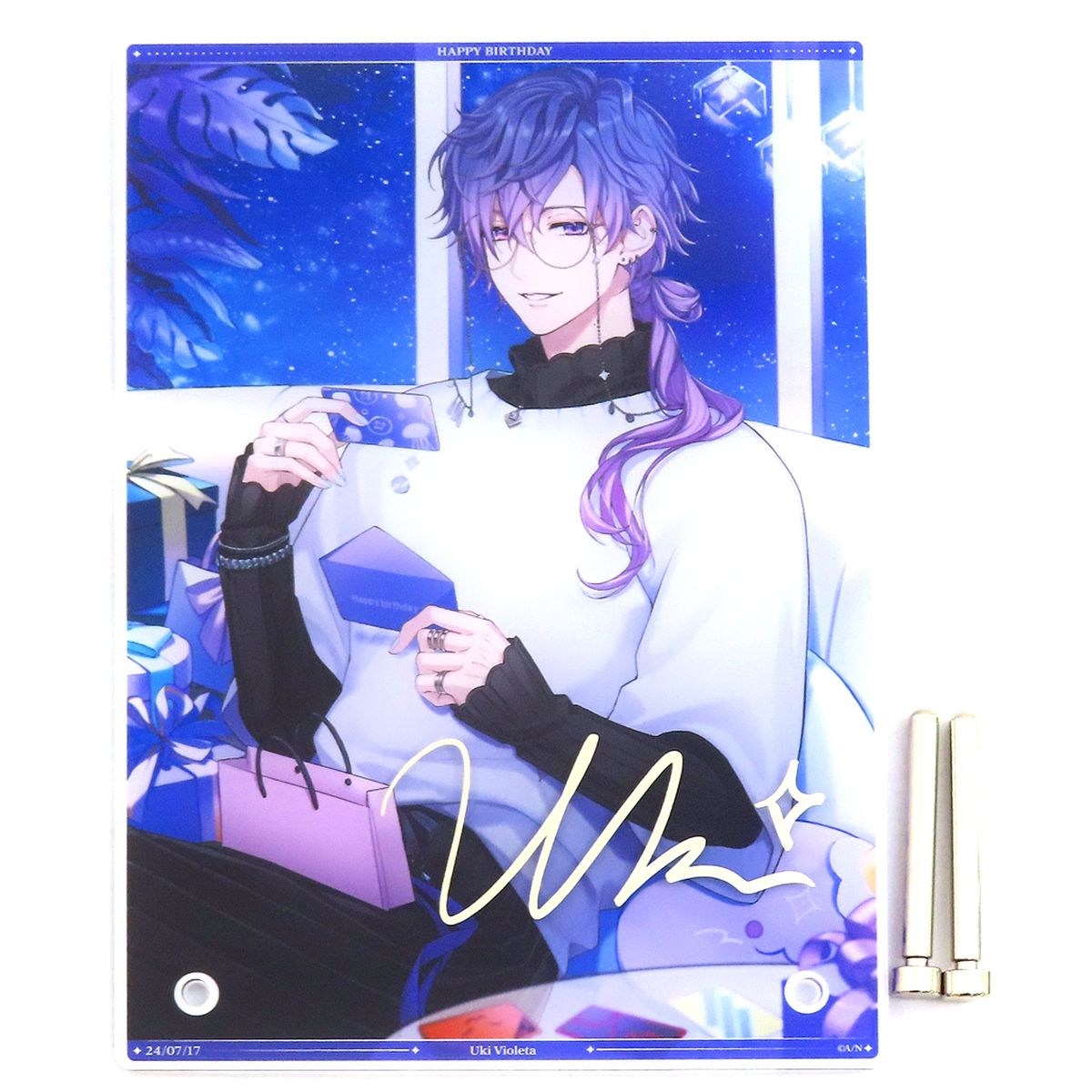 Uki Violeta Birthday 2024 A5 Acrylic Panel Autograph Reproduction Bonus Item Virtual YouTuber Nijisanji EN [USED]