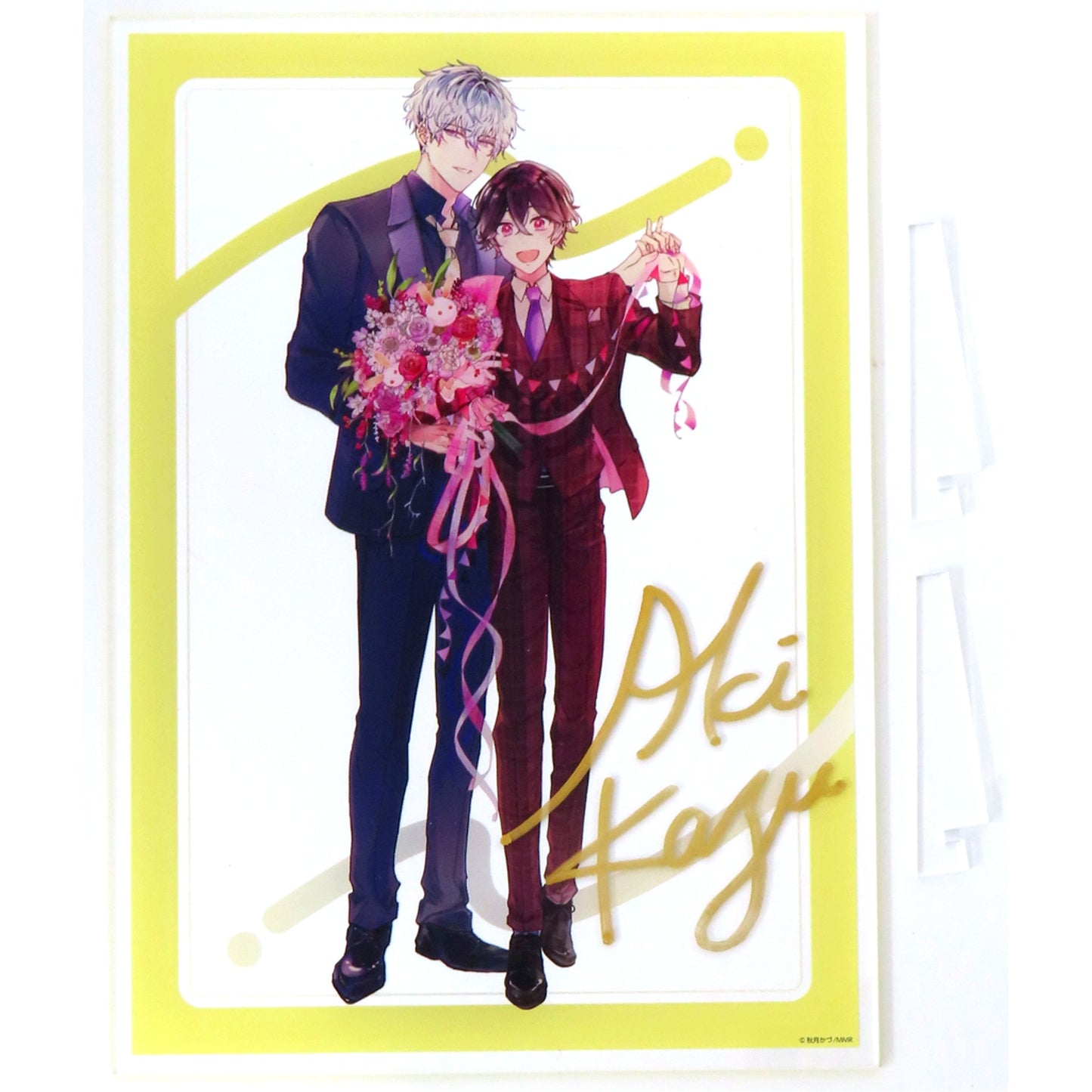 Kazu Akizuki Okane mo Ai mo Mitsugasete? No.1 Host no Kaikan Lesson Illustration Autographed A4 Acrylic Plate caramel Comics 5th Anniversary Exhibition Goods [USED]