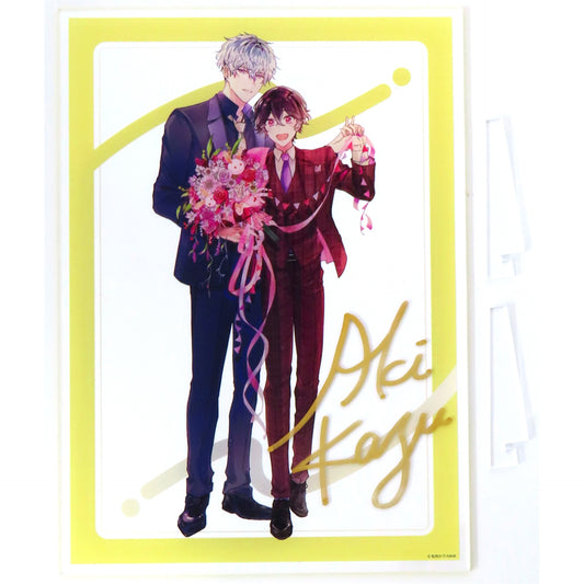 Kazu Akizuki Okane mo Ai mo Mitsugasete? No.1 Host no Kaikan Lesson Illustration Autographed A4 Acrylic Plate caramel Comics 5th Anniversary Exhibition Goods [USED]