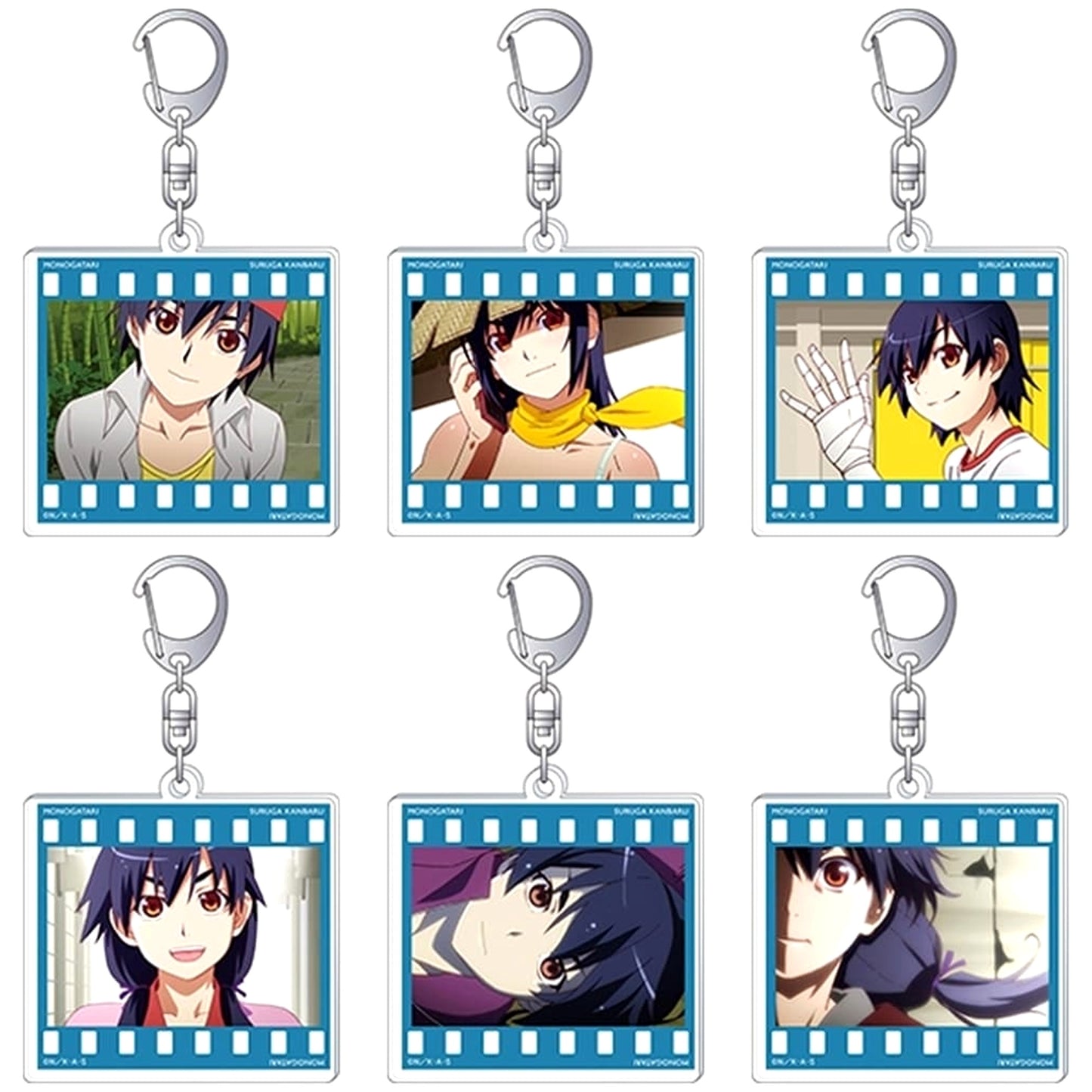 Monogatari Series Suruga Kanbaru All 6 Types Set Acrylic Keychain Collection Suruga Kanbaru Keychains [USED]