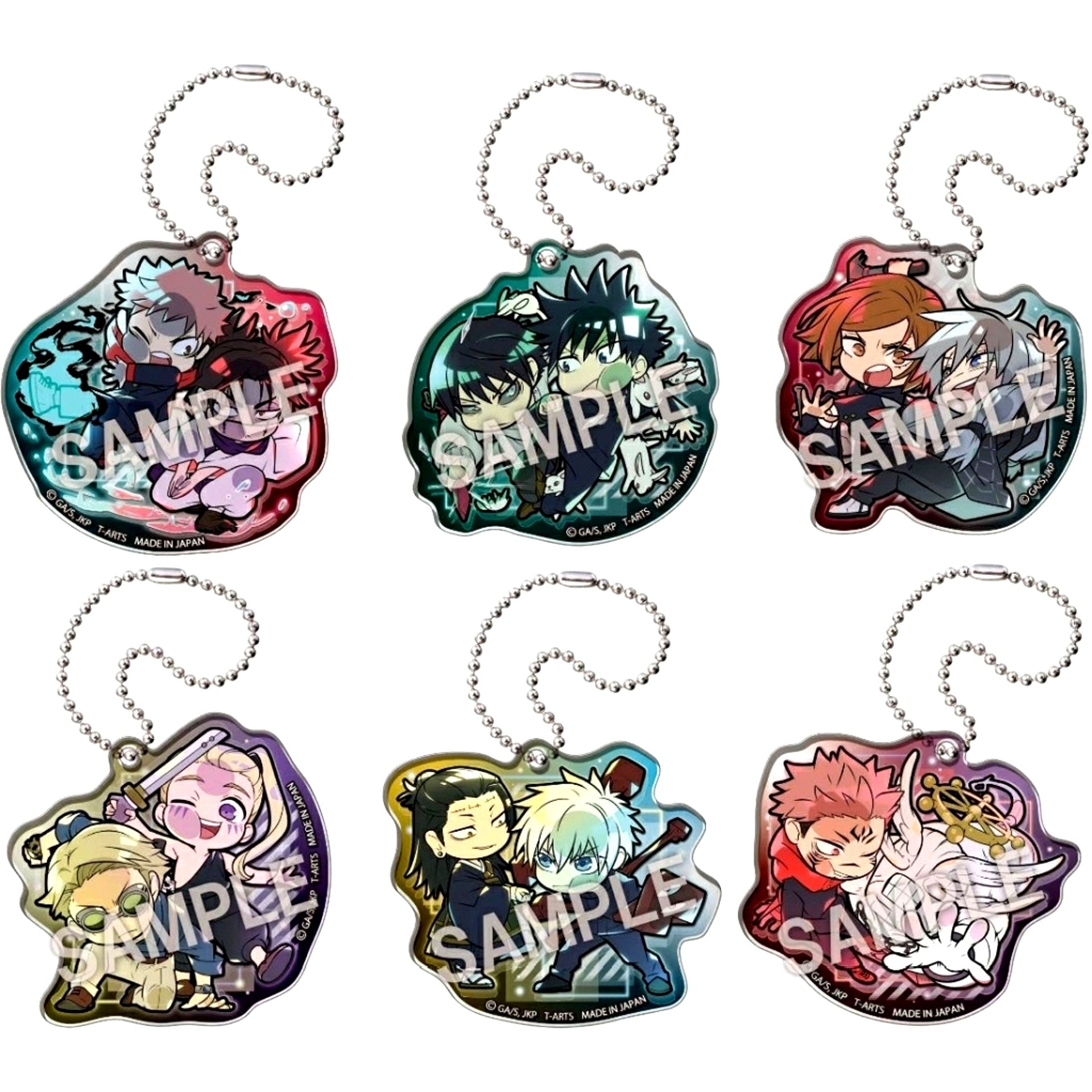 Set of 6 Jujutsu Kaisen Pita Deforme VS Acrylic Keychain [USED]