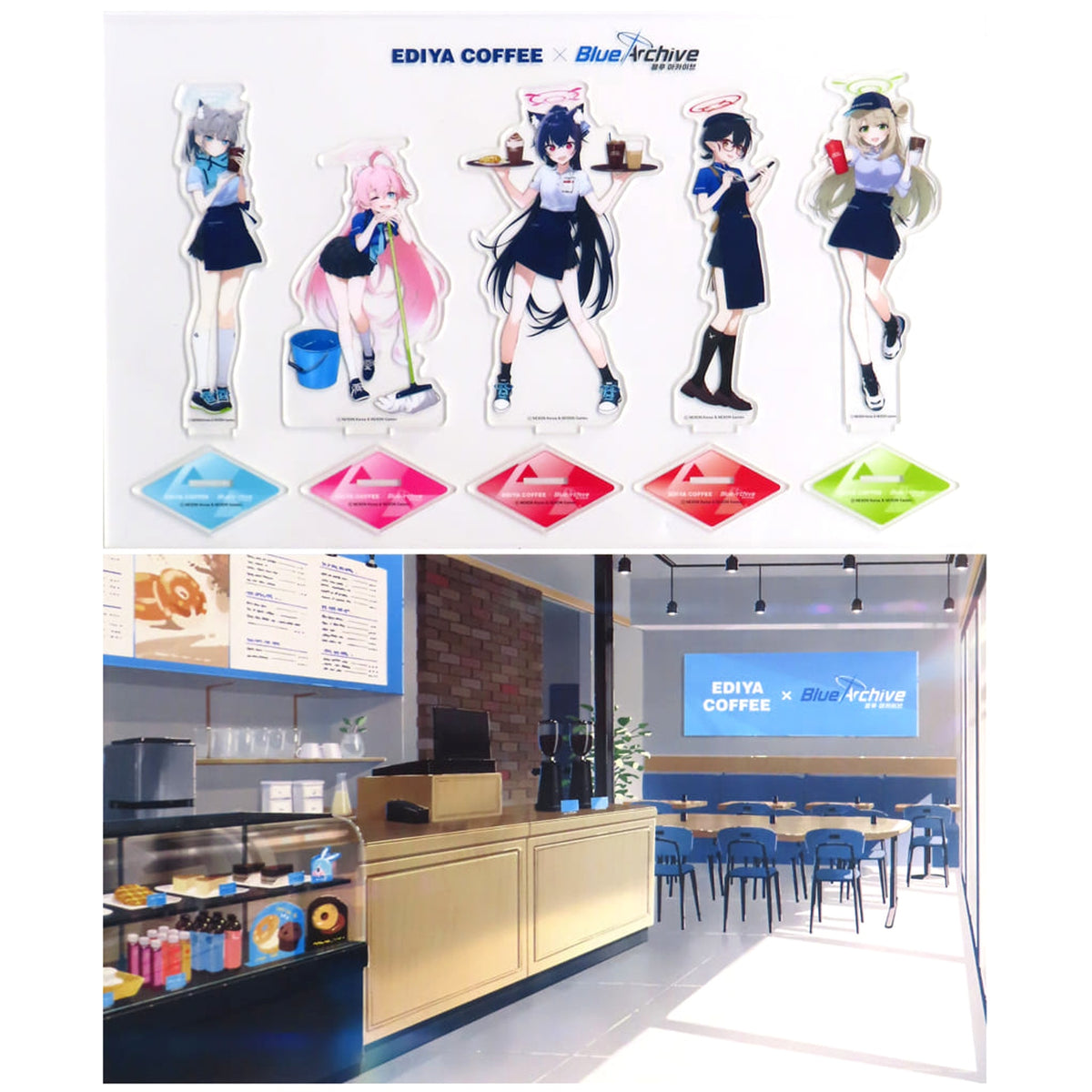 Blue Archive Serika Kuromi & Others 5 Types Set Acrylic Stand Ediya Coffee Exclusive Acrylic Stands [USED]
