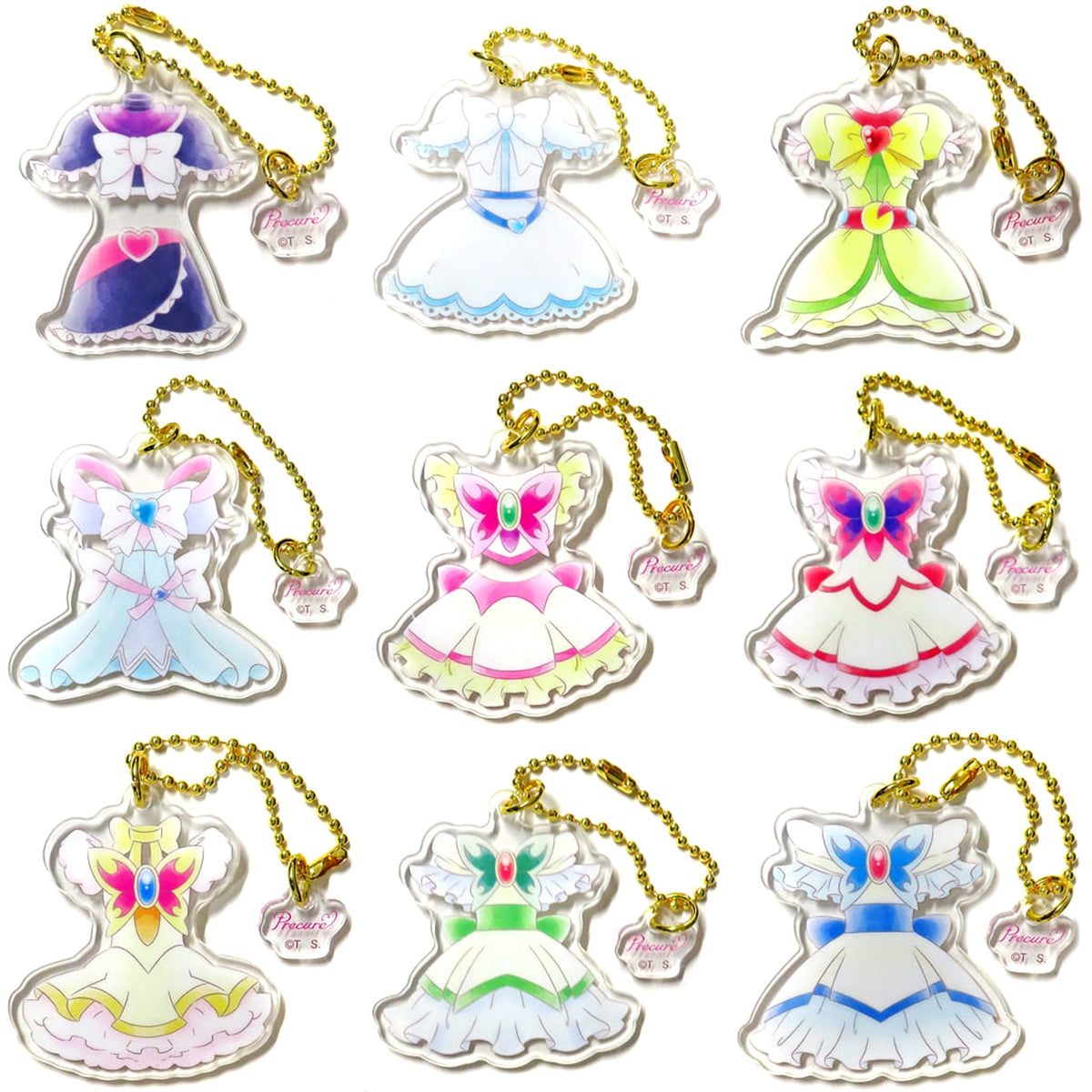 Pretty Cure Cure Black & Others All 9 Types Set Ichiban Kuji Emotional Moment Costume Acrylic Charm Prize E [USED]