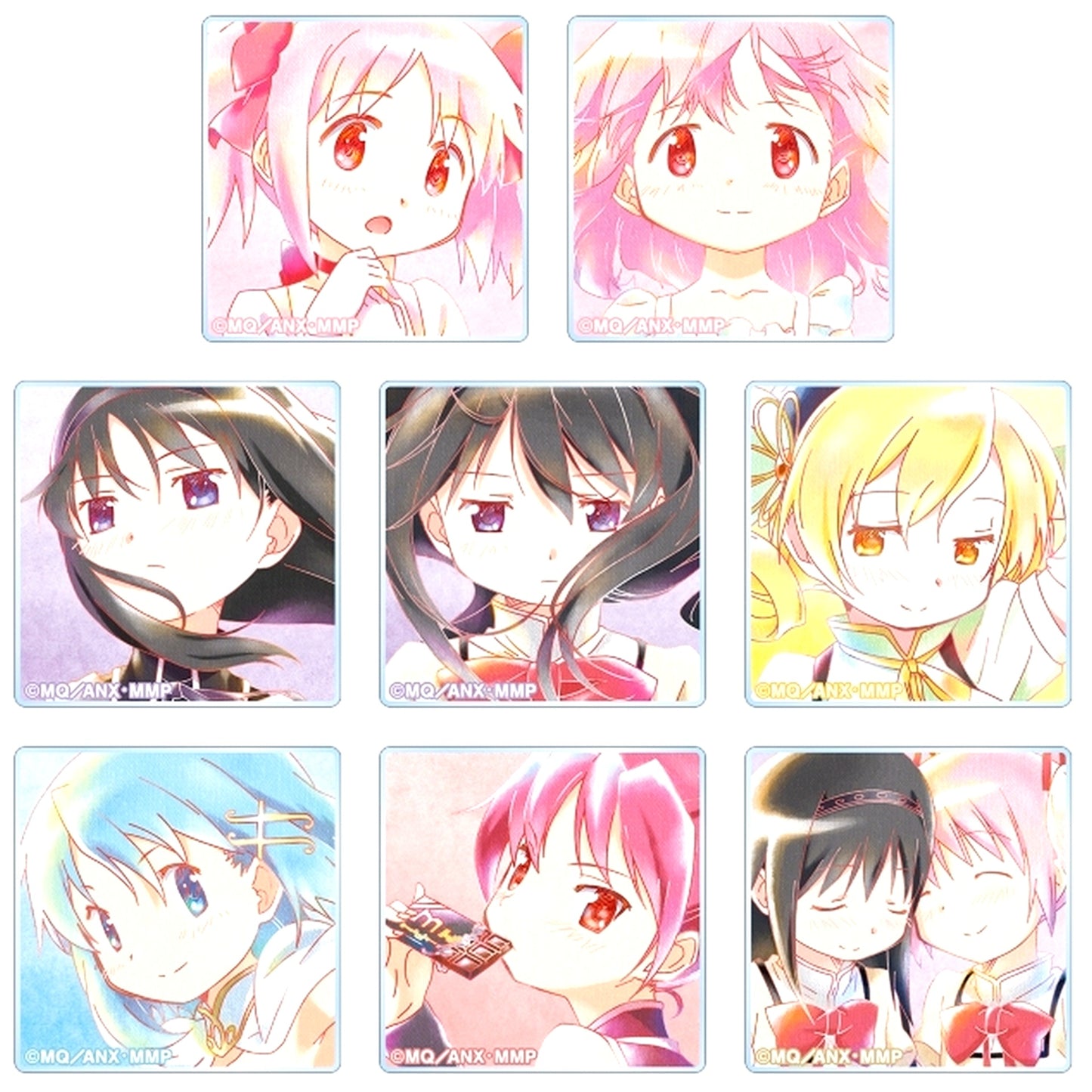 Set of 8 Puella Magi Madoka Magica the Movie Part 1 Beginnings / Part 2 Eternal Trading Ani-Art aqua label Vol. 2 Acrylic Tile [USED]