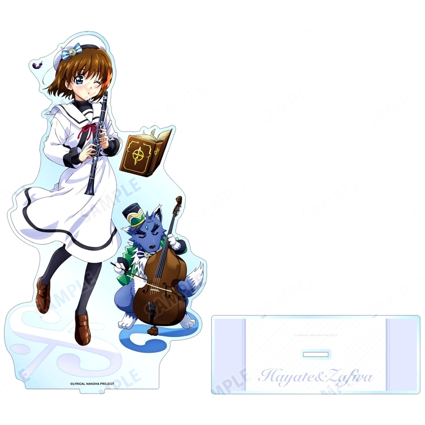 Hayate Yagami & Zafira Illustration Extra Large Acrylic Stand Wind Instrument Music Ver. Magical Girl Lyrical Nanoha Series [USED]