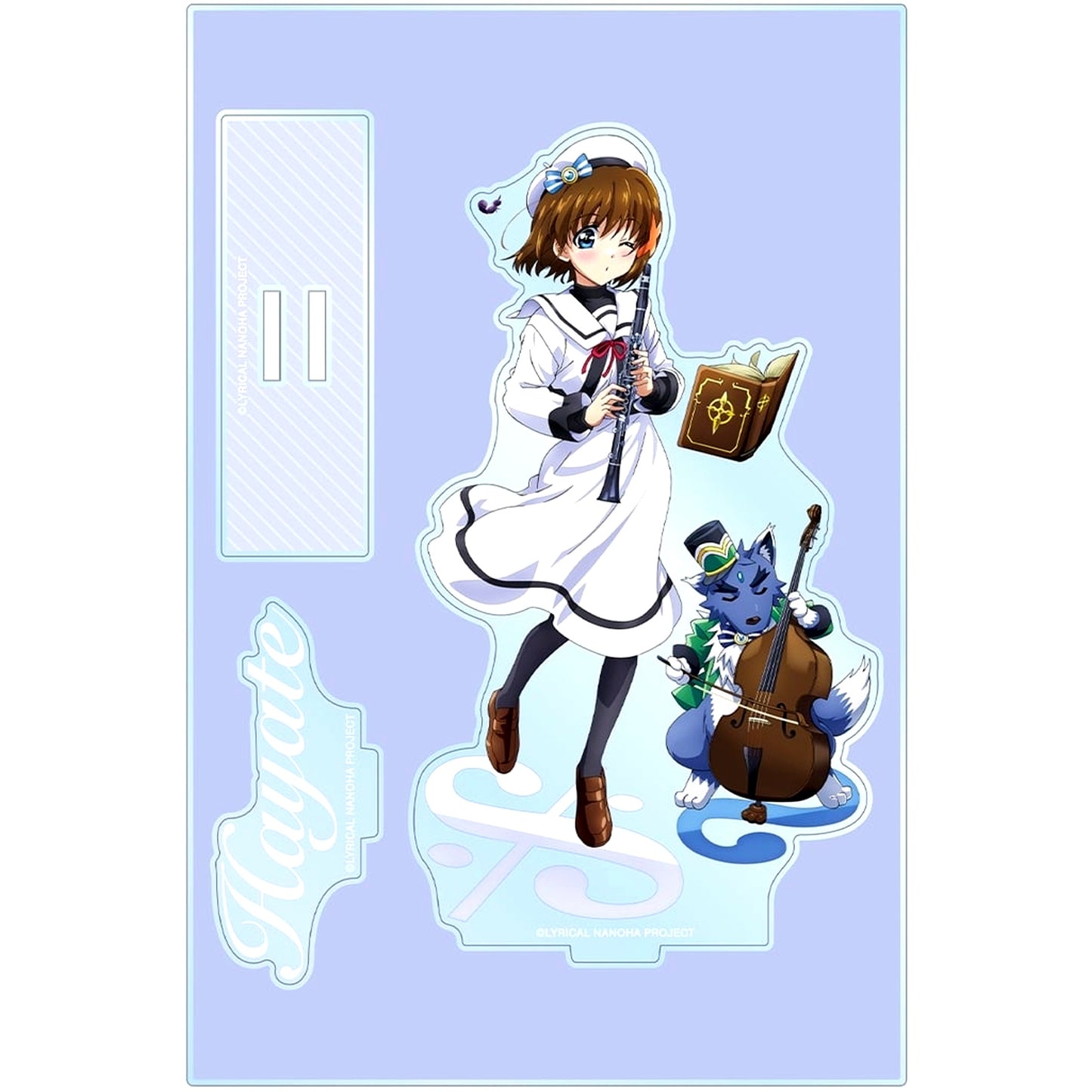 Hayate Yagami & Zafira Illustration BIG Acrylic Stand with Parts Wind Instrument Music Ver. Magical Girl Lyrical Nanoha Series [USED]