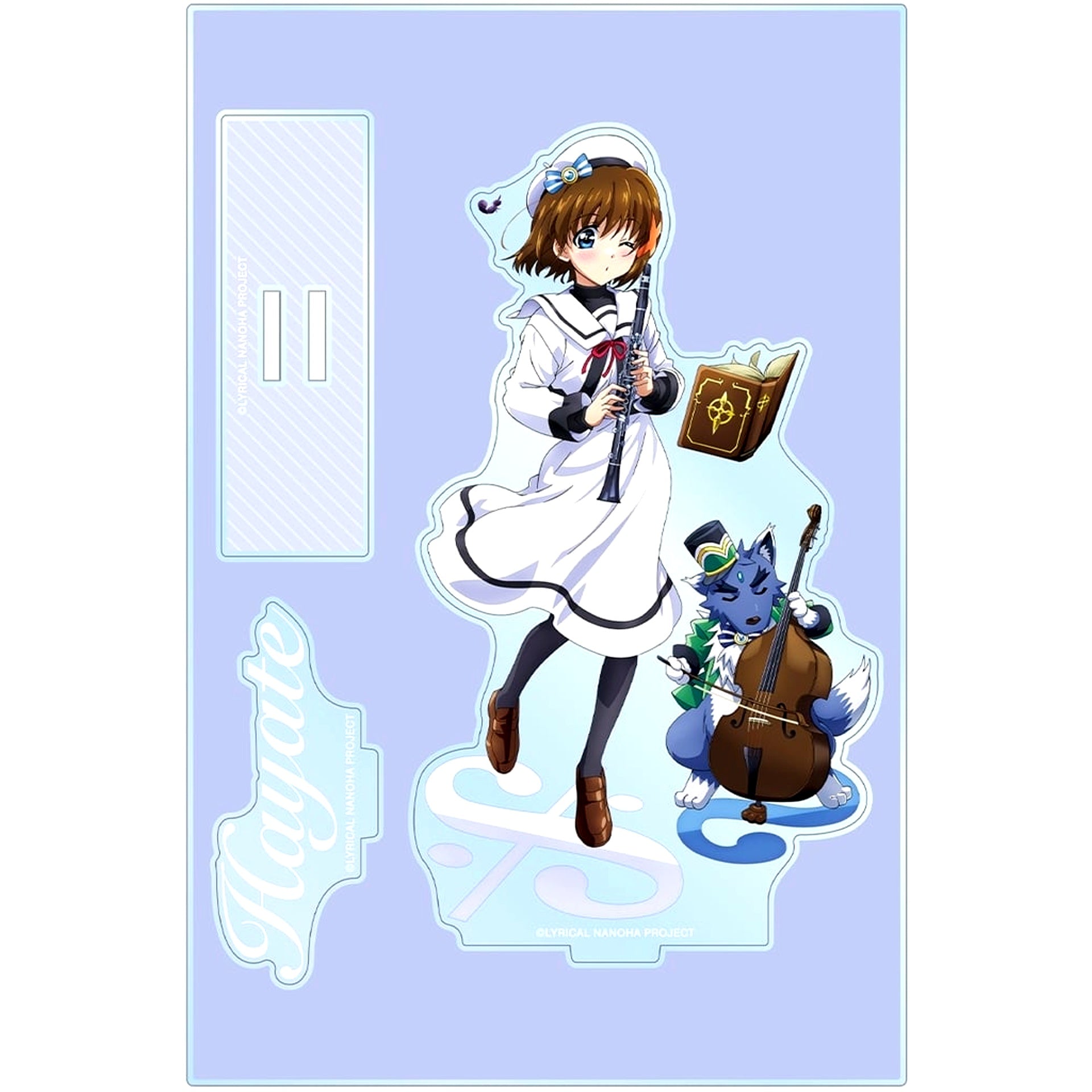 Hayate Yagami & Zafira Illustration BIG Acrylic Stand with Parts Wind Instrument Music Ver. Magical Girl Lyrical Nanoha Series [USED]