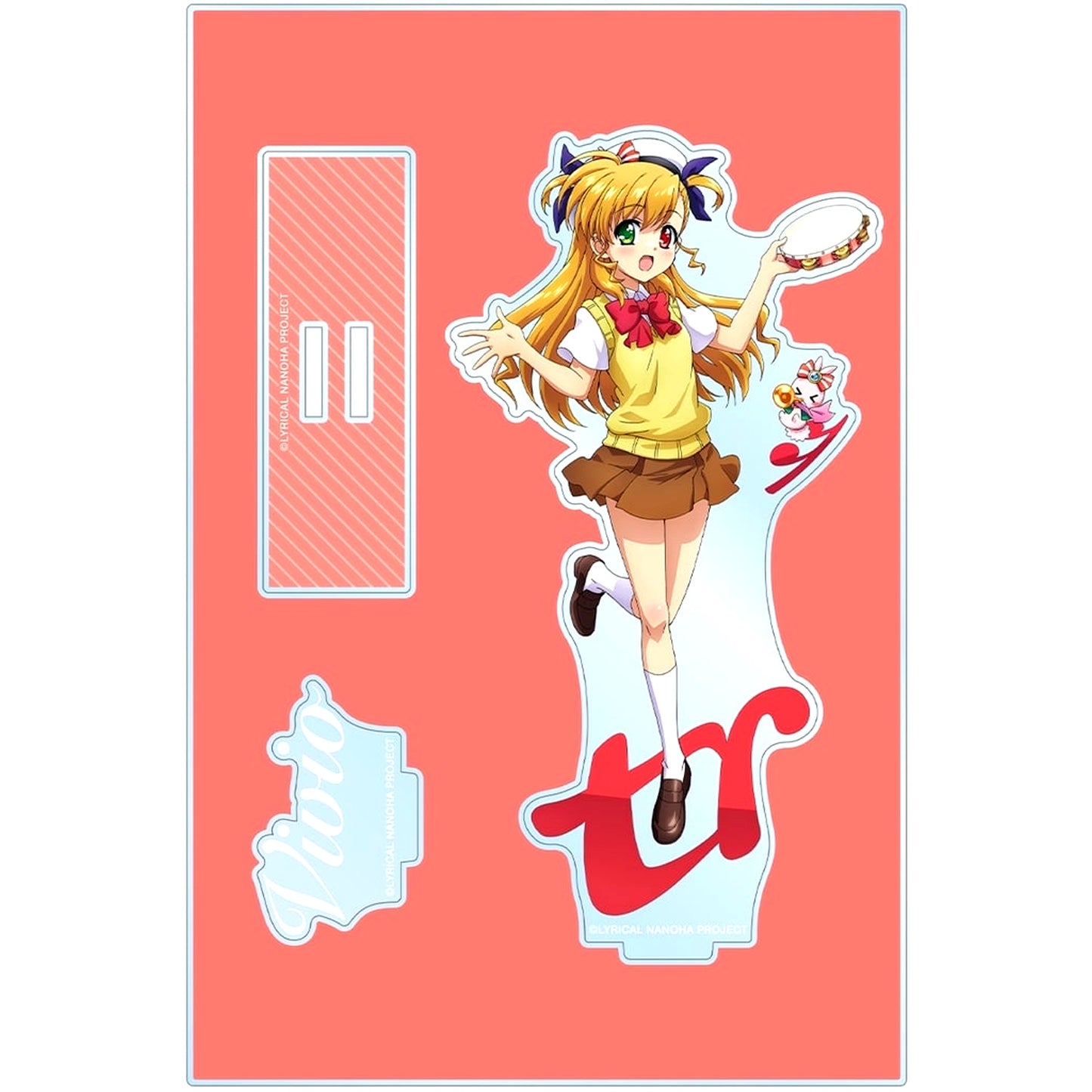 Vivio Takamachi & Chris Illustration BIG Acrylic Stand with Parts Wind Instrument Music Ver. Magical Girl Lyrical Nanoha Series [USED]