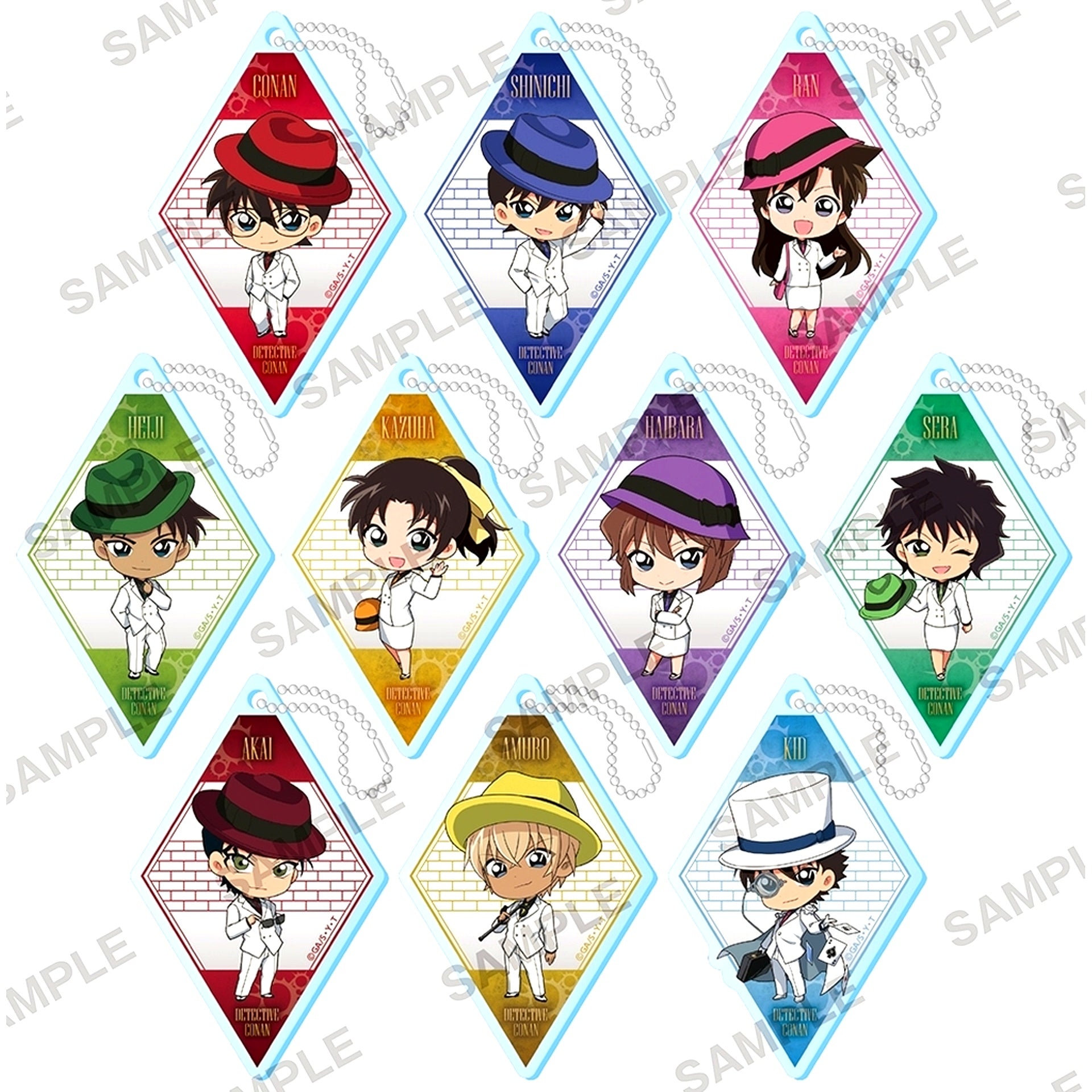 Set of 10 Detective Conan Niitengo Acrylic Keychain Old Suit 2nd Ver. [USED]