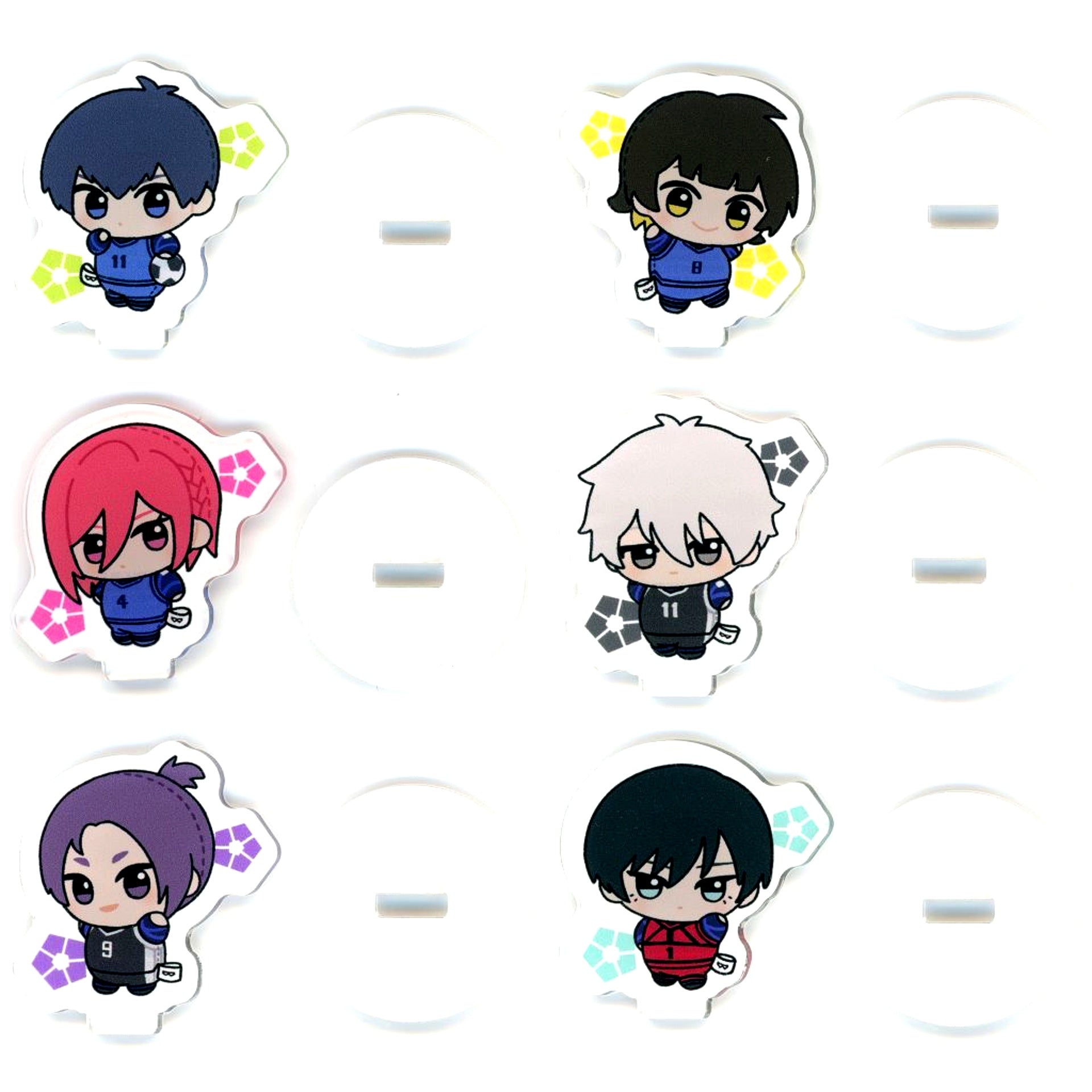 Set of 6 Chibi Gurumi Pose! Acrylic Plate with Stand Blue Lock [USED]