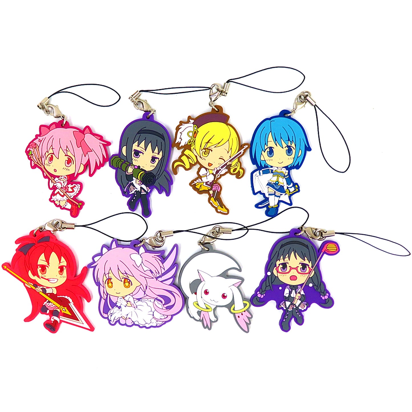 Set of 8 Puella Magi Madoka Magica Ichiban Kuji I Prize Rubber Strap [USED]