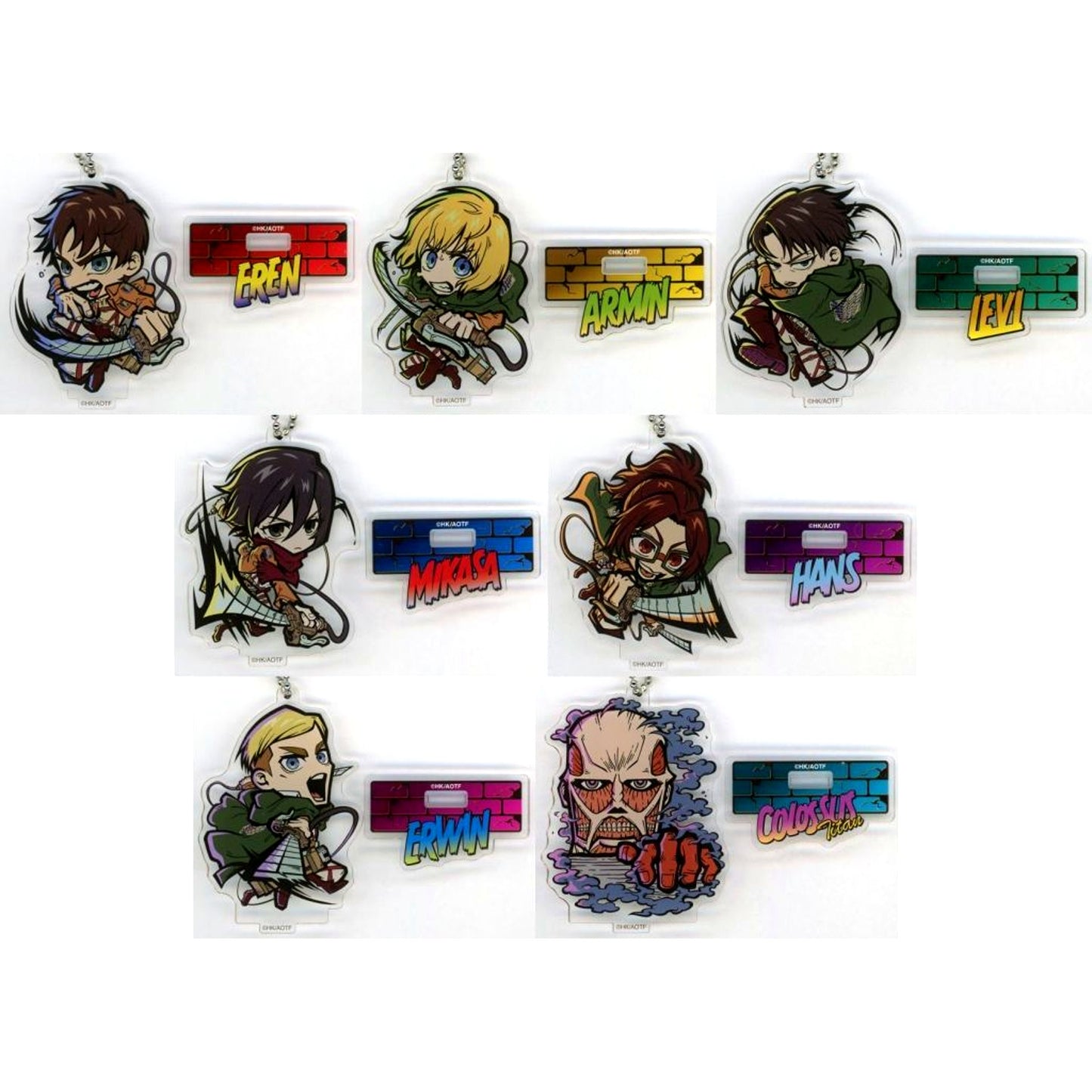 Set of 7 Attack on Titan E-DINER Trading Acrylic Stand Charm E-Toon Vol.2 [USED]