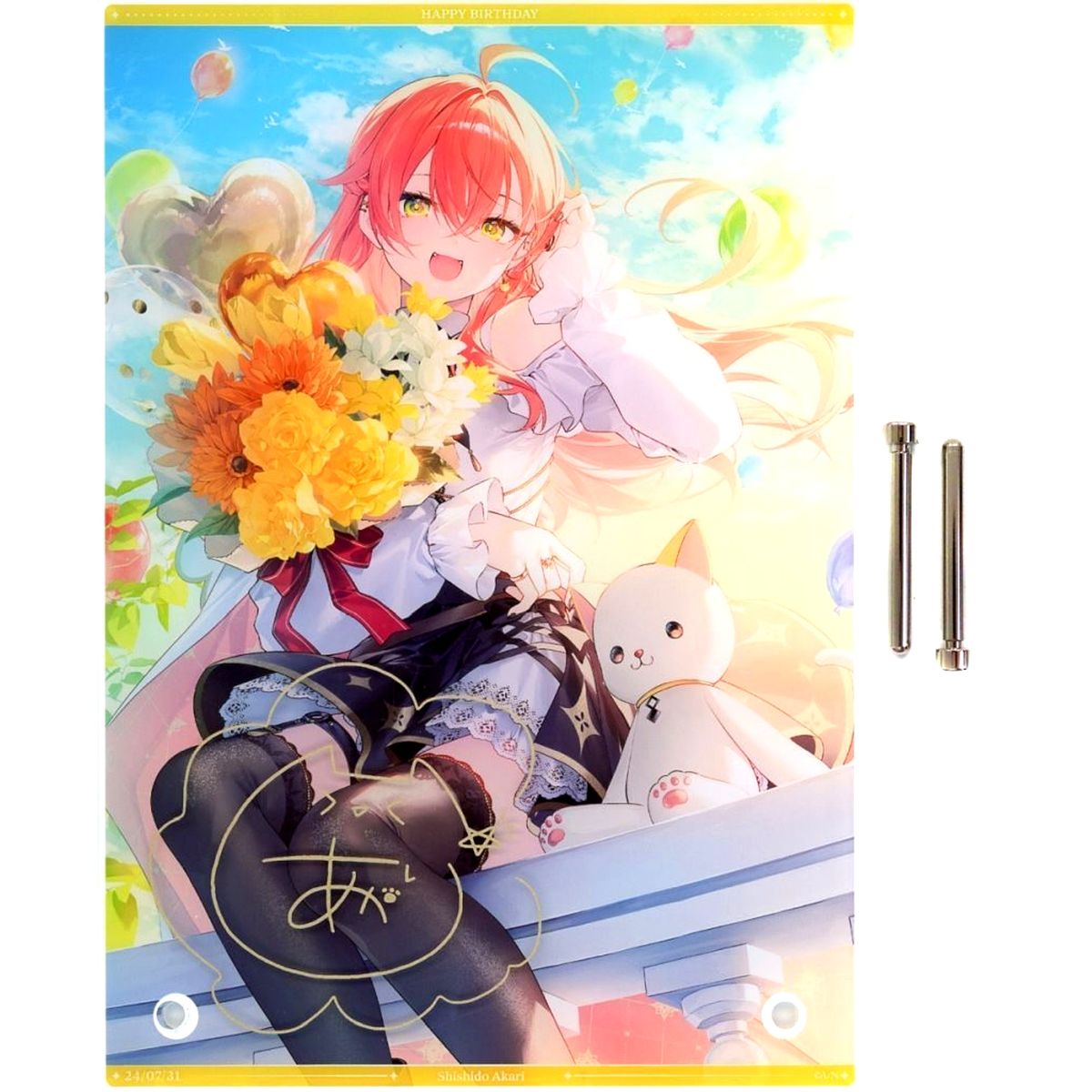 Shishido Akari A5 Acrylic Panel Replica Autograph Virtual YouTuber Nijisanji Birthday 2024 Included Item [USED]
