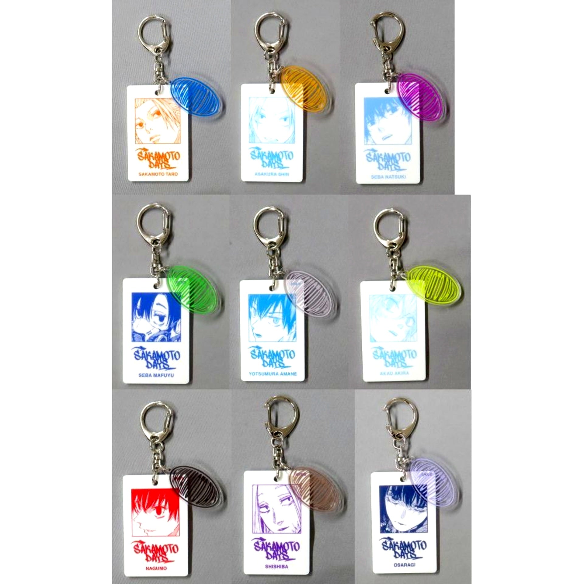 Set of 9 Group SAKAMOTO DAYS White Acrylic Keychain [USED]