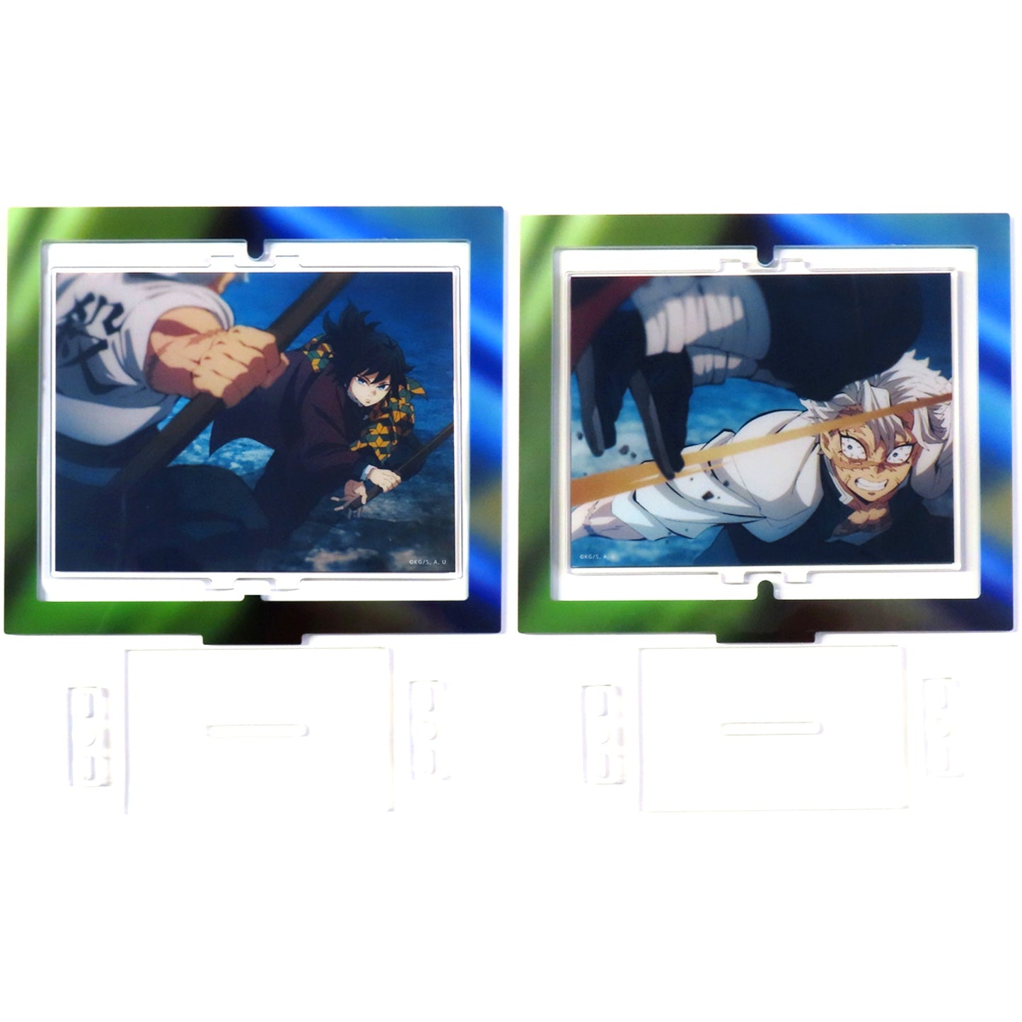 Giyu Tomioka Lower Stance & Sanemi Shinazugawa Attack Demon Slayer: Kimetsu no Yaiba Hashira Training Arc x ufotable Cafe x Machi Asobi CAFE Real Time Cafe Second Run 3rd Period Ep 7 Random Spinning Acrylic Stand [USED]