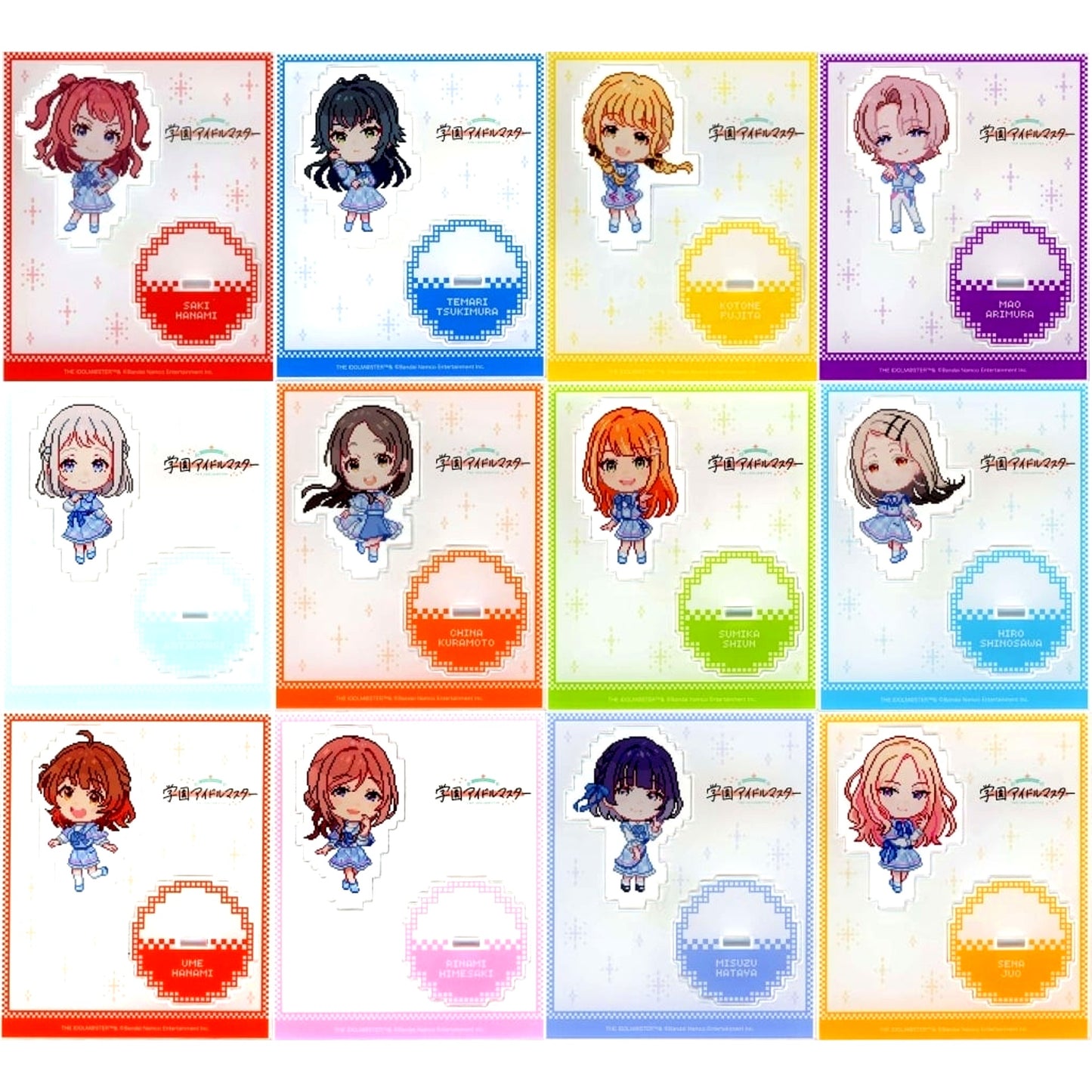 Set of 12 Gakuen Idolmaster Acrylic Stand Dot ver. FAM Kuji Online Prize C [USED]