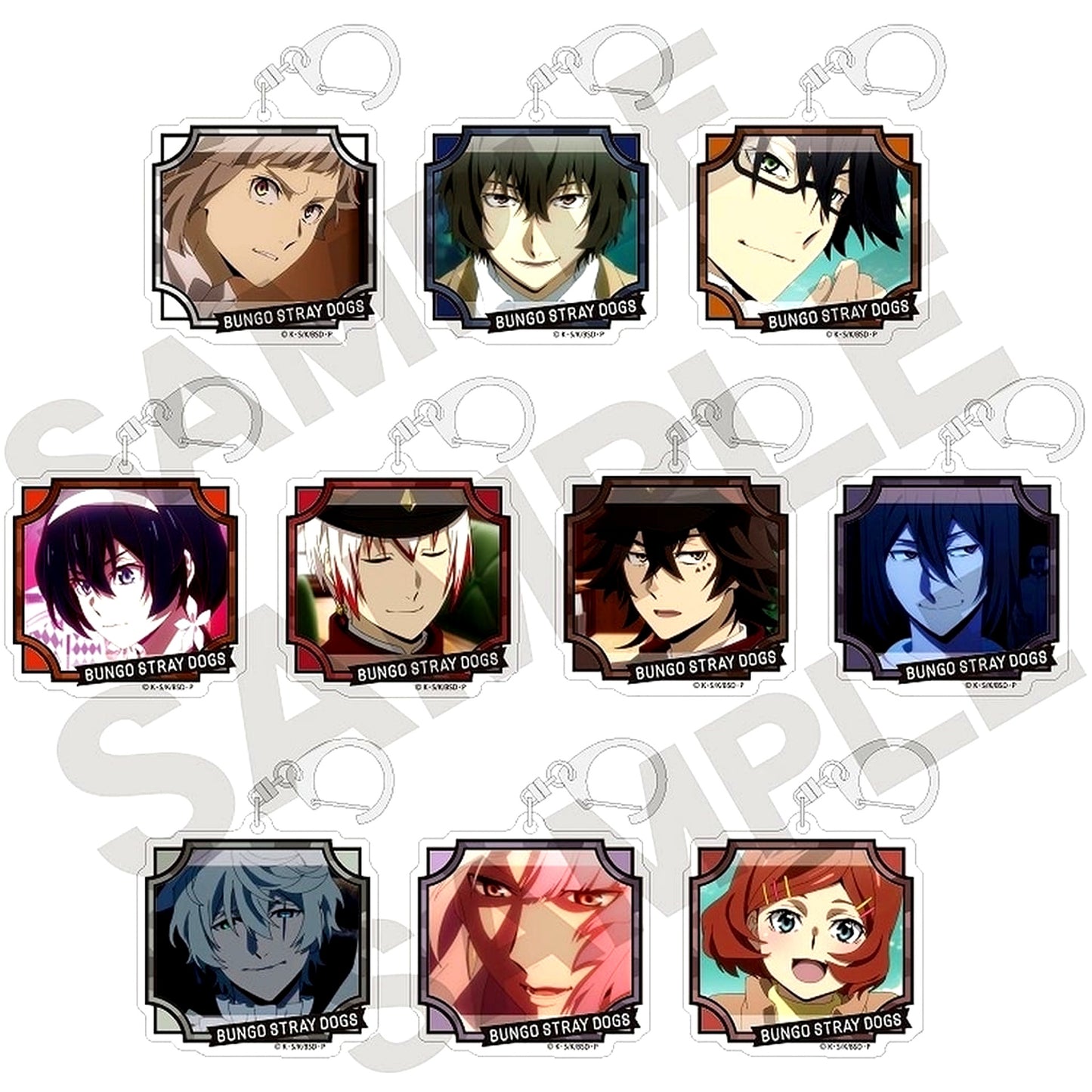 Set of 10 Bungo Stray Dogs Trading Acrylic Keychain [USED]