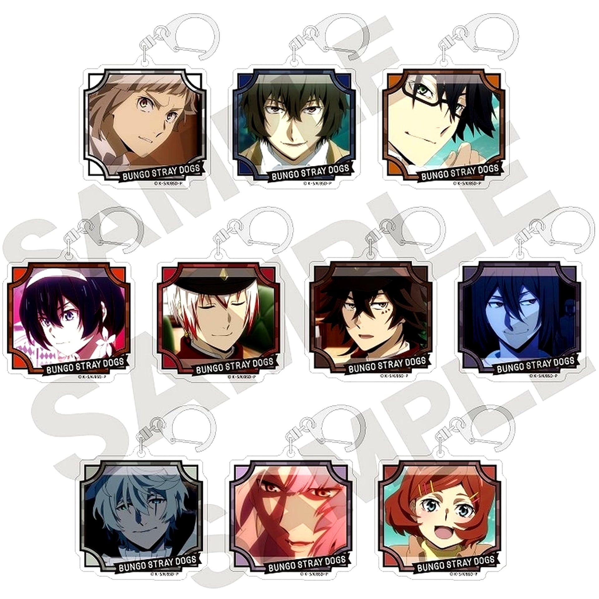 Set of 10 Bungo Stray Dogs Trading Acrylic Keychain [USED]