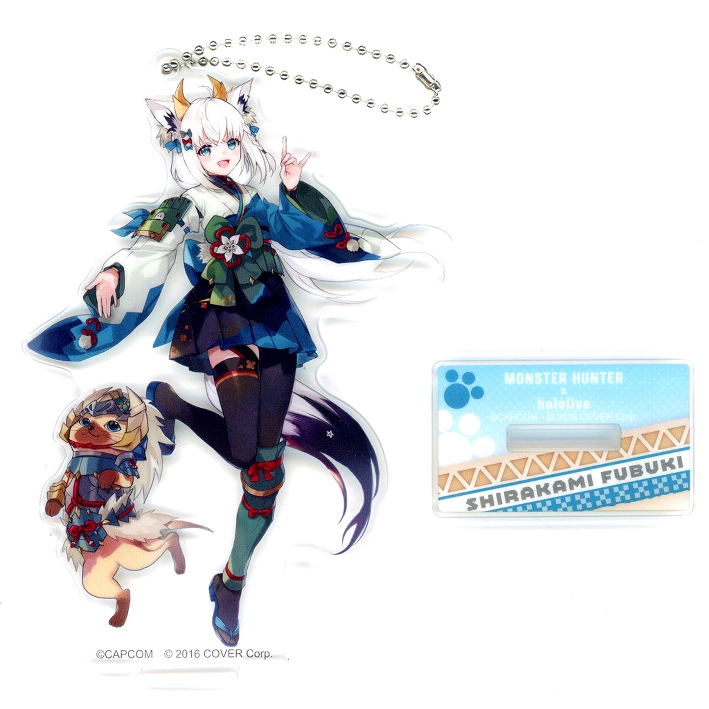 Shirakami Fubuki & Zinogre Palico Hololive x Monster Hunter Acrylic Stand Keychain Gamers Capcom Ltd [USED]