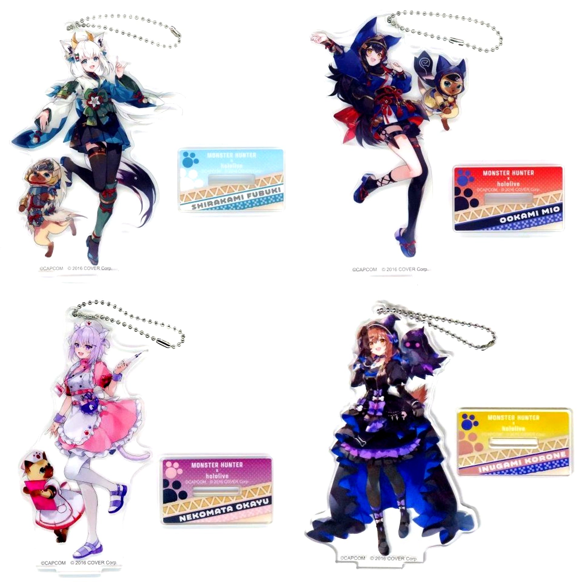 Set of 4 Virtual YouTuber Hololive x Monster Hunter Hololive and Otomo Part 2 Hololive Gamers Capcom Amusement Facility Limited Acrylic Stand Keychain [USED]