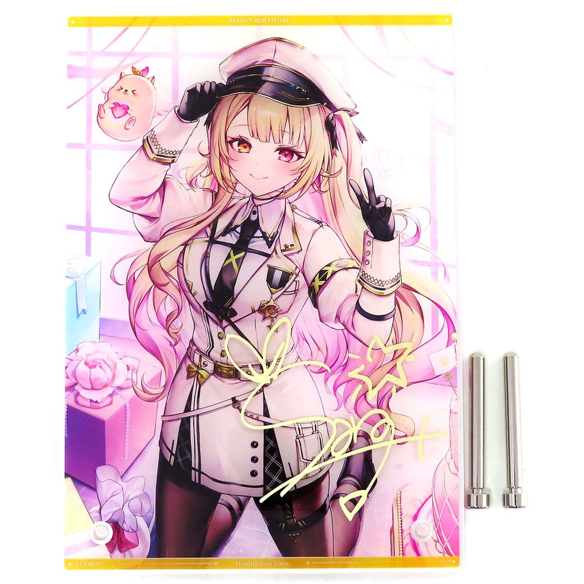 Hoshikawa Sara Birthday 2024 A5 Acrylic Panel Autograph Reproduction Bonus Item Virtual YouTuber Nijisanji [USED]