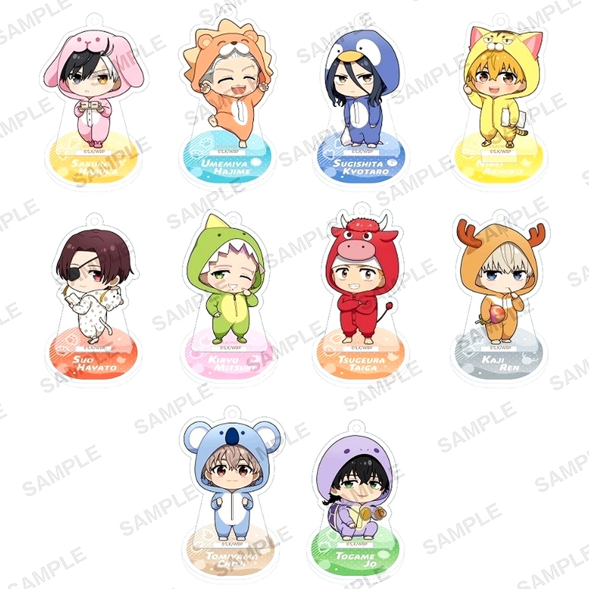 Set of 10 WIND BREAKER Chibi Acrylic Stand Collection Pajama Party Ver. [USED]
