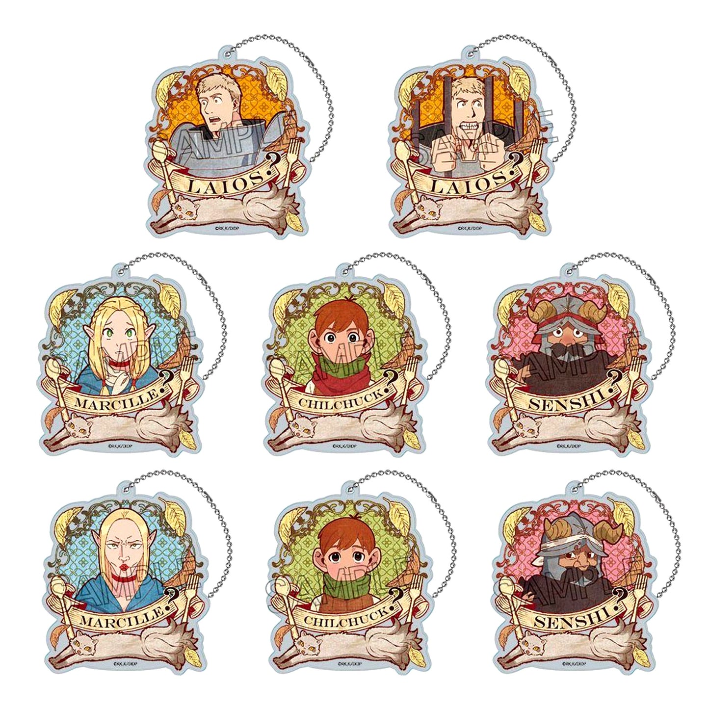 Set of 8 Delicious in Dungeon Vintage Series Acrylic Keychain Vol.3 Shapeshifter [USED]