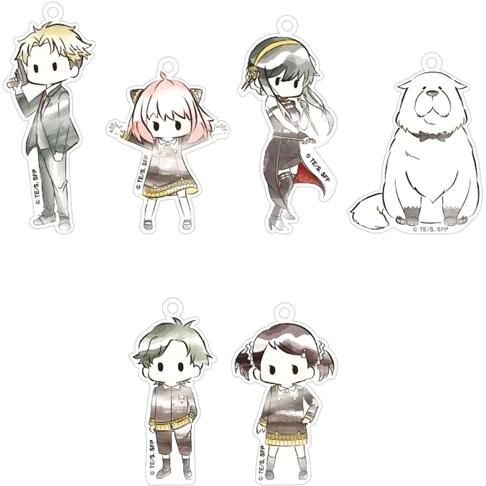 Set of 6 SPY x FAMILY Retro Chic Acrylic Keychain [USED]