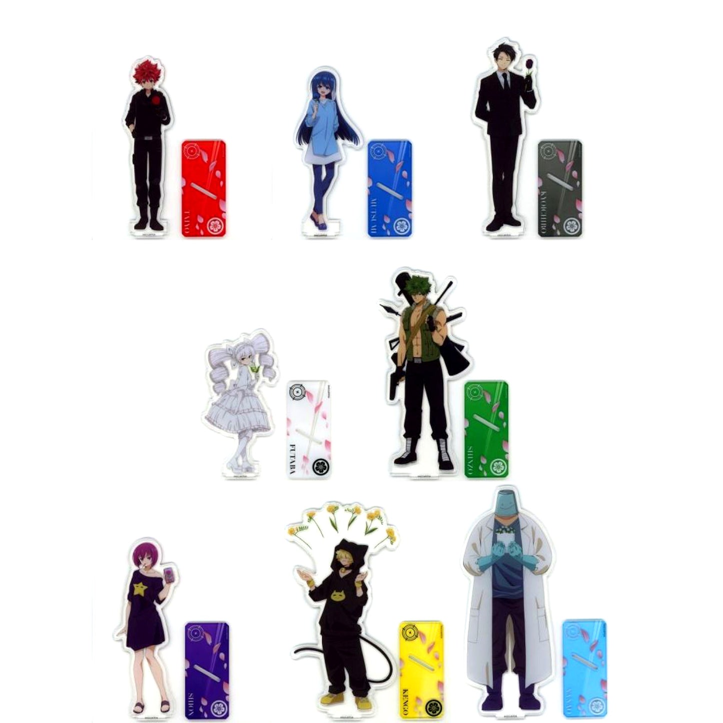 Set of 8 C Prize Mission: Yozakura Family Big Acrylic Stand Sega Lucky Kuji [USED]