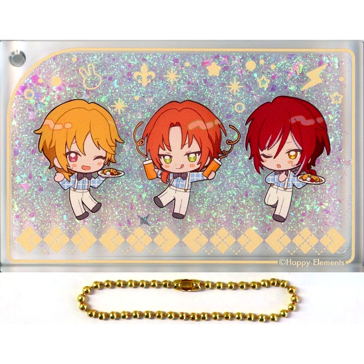Nazuna Nito & Leo Tsukinaga & Natsume Sakasaki Ensemble Stars!! ENSEMBLE HOLIDAY!! x animatecafe Snow Globe Style Liquid Acrylic Keychain [USED]