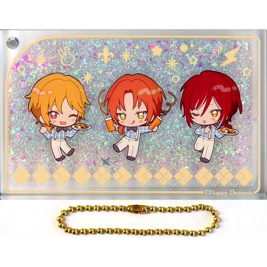 Nazuna Nito & Leo Tsukinaga & Natsume Sakasaki Ensemble Stars!! ENSEMBLE HOLIDAY!! x animatecafe Snow Globe Style Liquid Acrylic Keychain [USED]