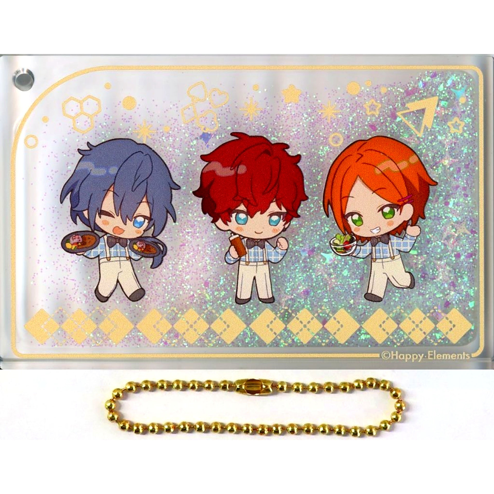 Niki Shiina & Hiiro Amagi & Hinata Aoi Ensemble Stars!! ENSEMBLE HOLIDAY!! x animatecafe Snow Globe Style Liquid Acrylic Keychain [USED]
